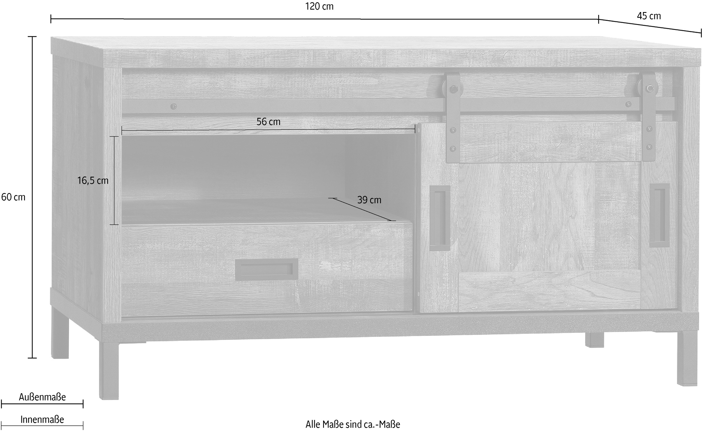 OMG Design TV-Schrank »Stanley Lowboard«, mit Schiebetür, Breite 120 cm, in zwei Breiten
