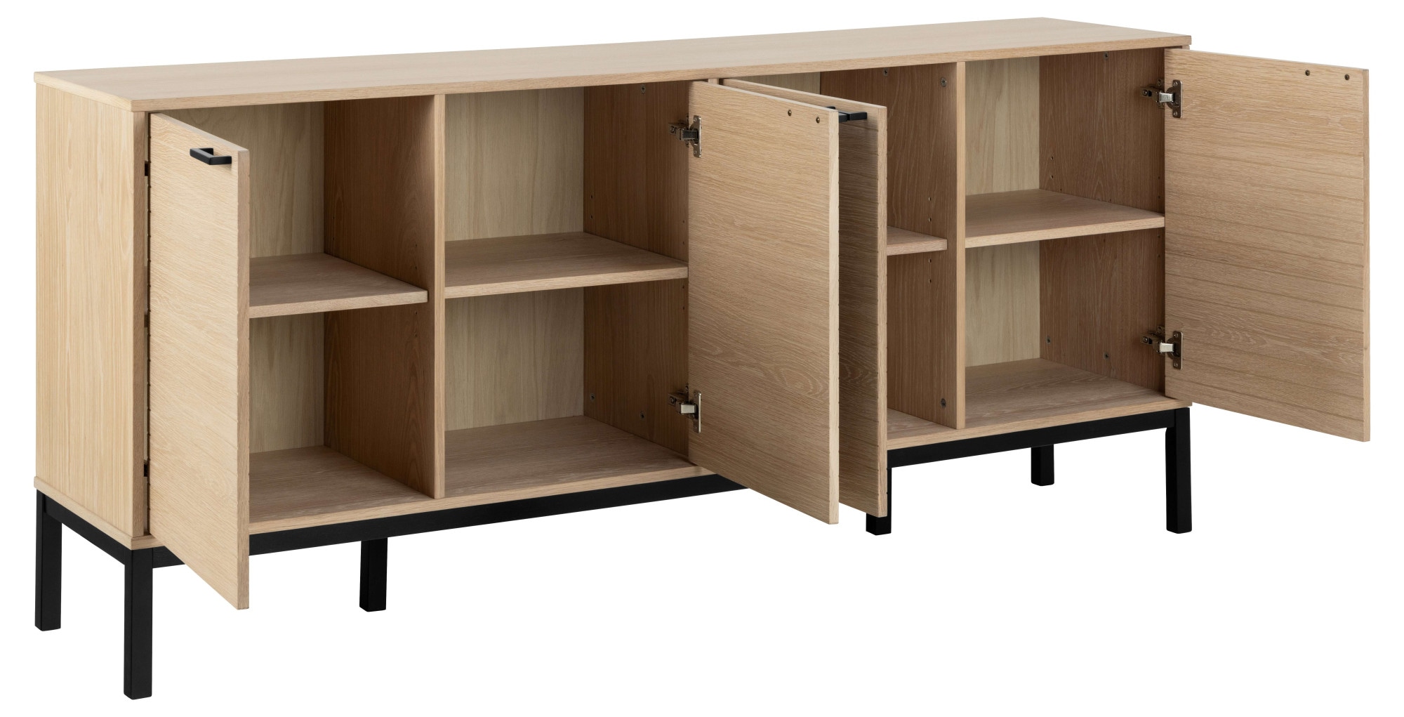 ACTONA GROUP Sideboard »Kensington«, Anrichte, 4 Türen und 4 Böden weiss pigmentiert Eiche, 180x40x80cm