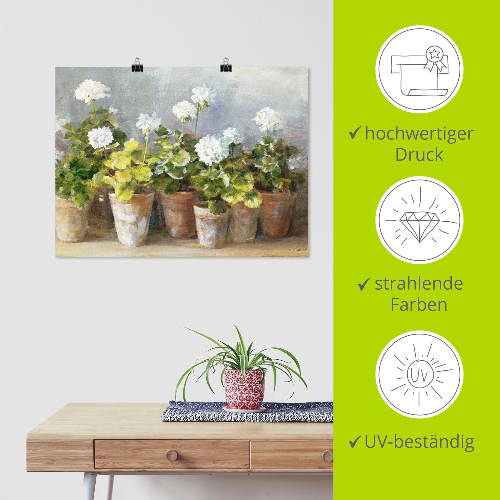 Artland Wandbild »Weiße Geranien«, Blumen, (1 St.), als Leinwandbild, Poster in verschied. Größen