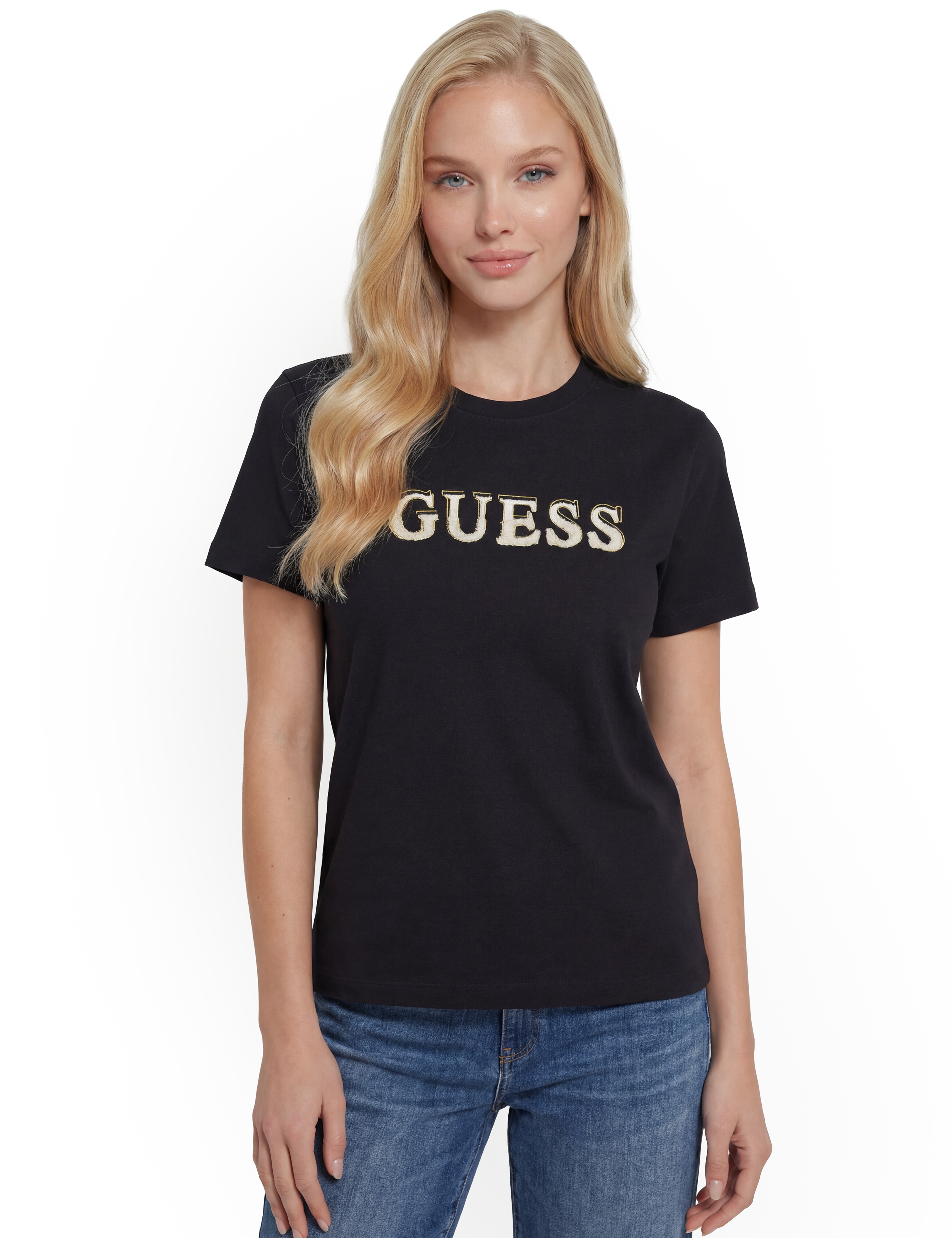 Guess T-Shirt "FAUSTA CN SS T-SHIRT" mit Logoschriftzug, Regular Fit