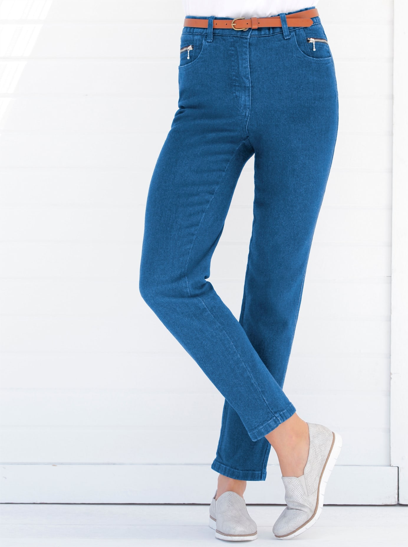 CASUAL LOOKS Damen 5-Pocket-Jeans, blau, Gr. 54, unifarben, 98% Baumwolle, 2% Elasthan, Jeans