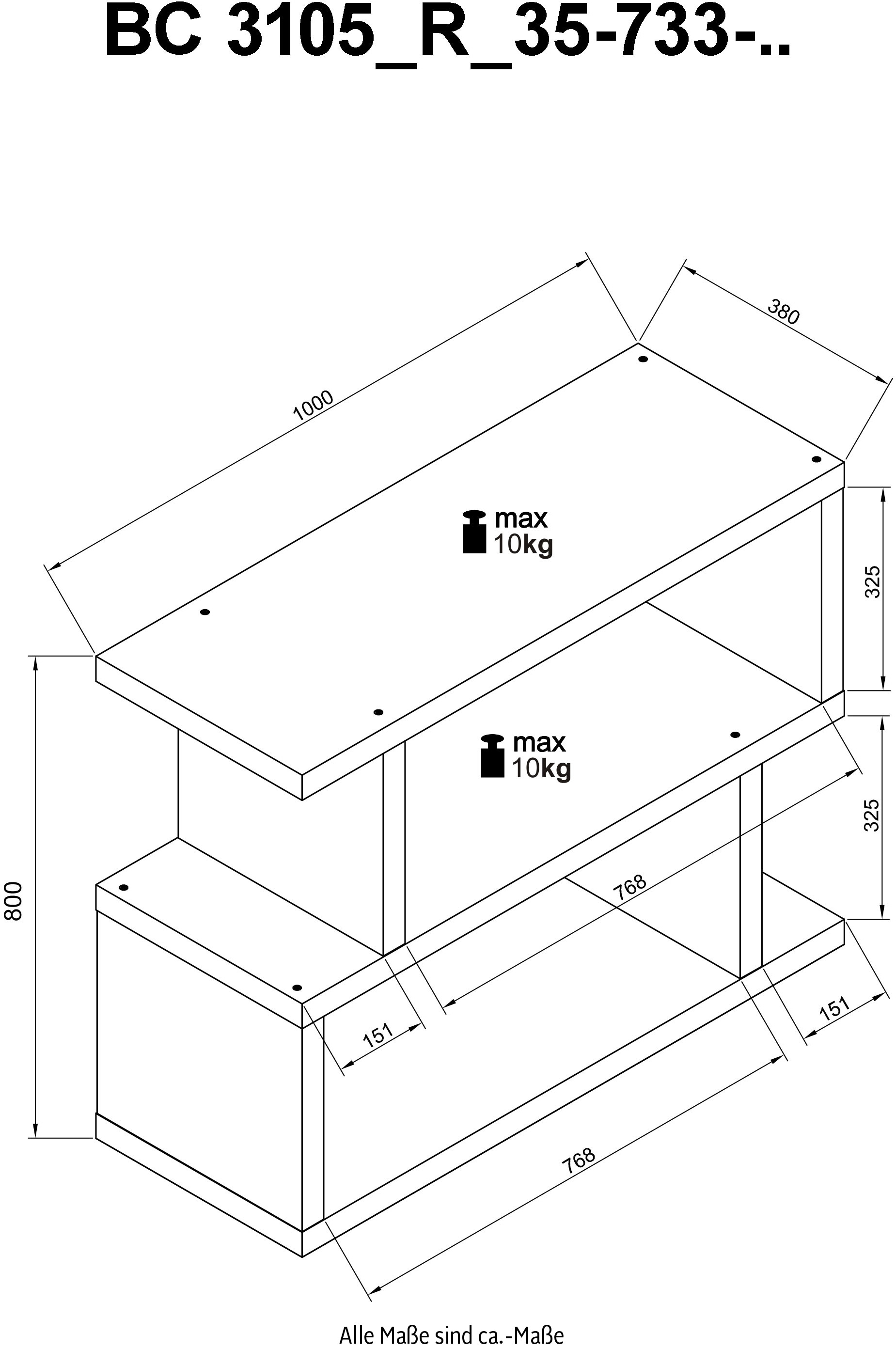 HBZ Raumteilerregal »BC 3105«, (1 St.), in weiß oder Eiche Sonoma, Regal Raumteiler mit 2 offenen Fächer