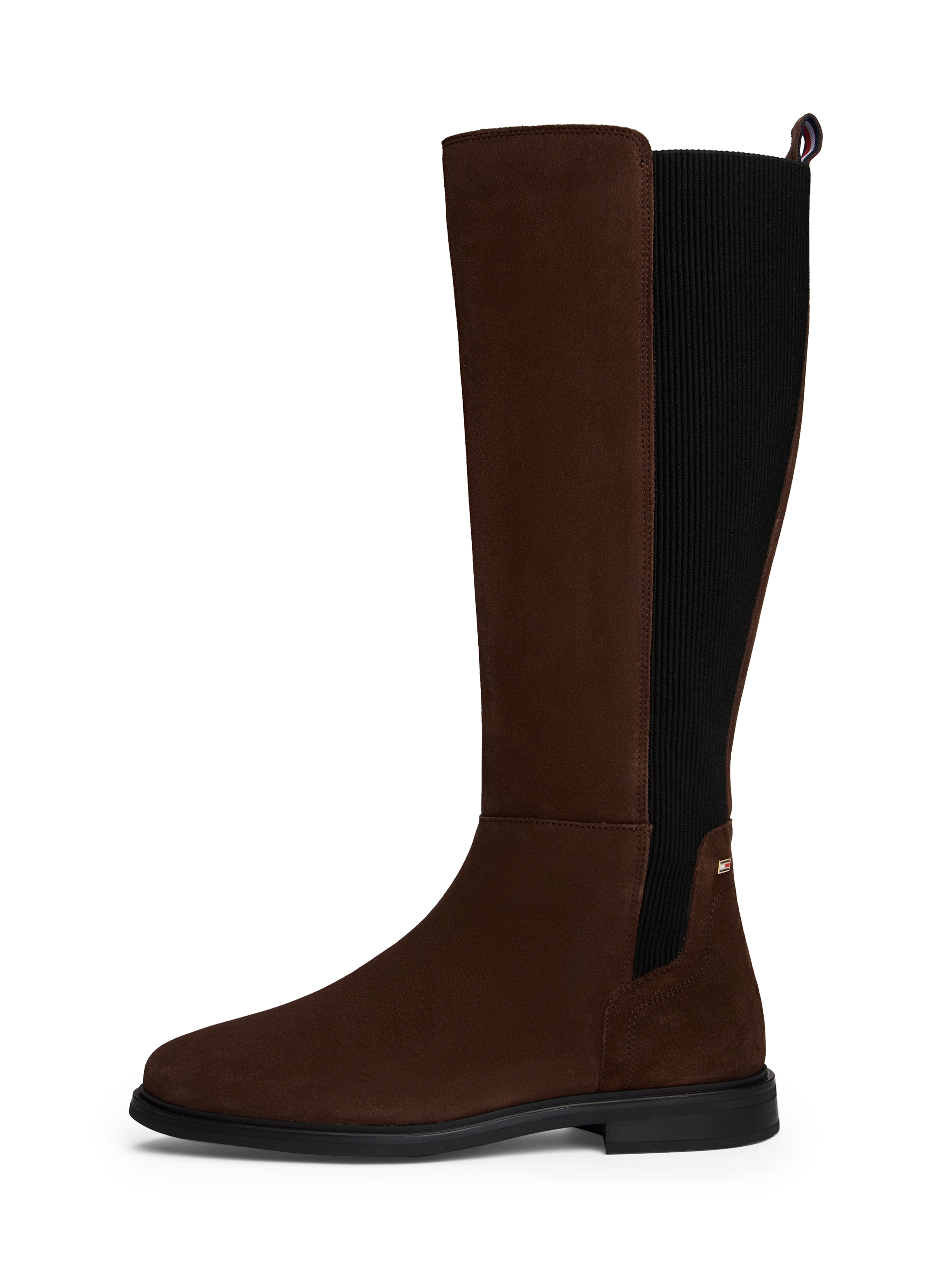 Tommy Hilfiger Stiefel »FLAG SUEDE LONG BOOT«  , Langschaftstiefel, Reißverschlussstiefel mit Logoflaggen-Detail