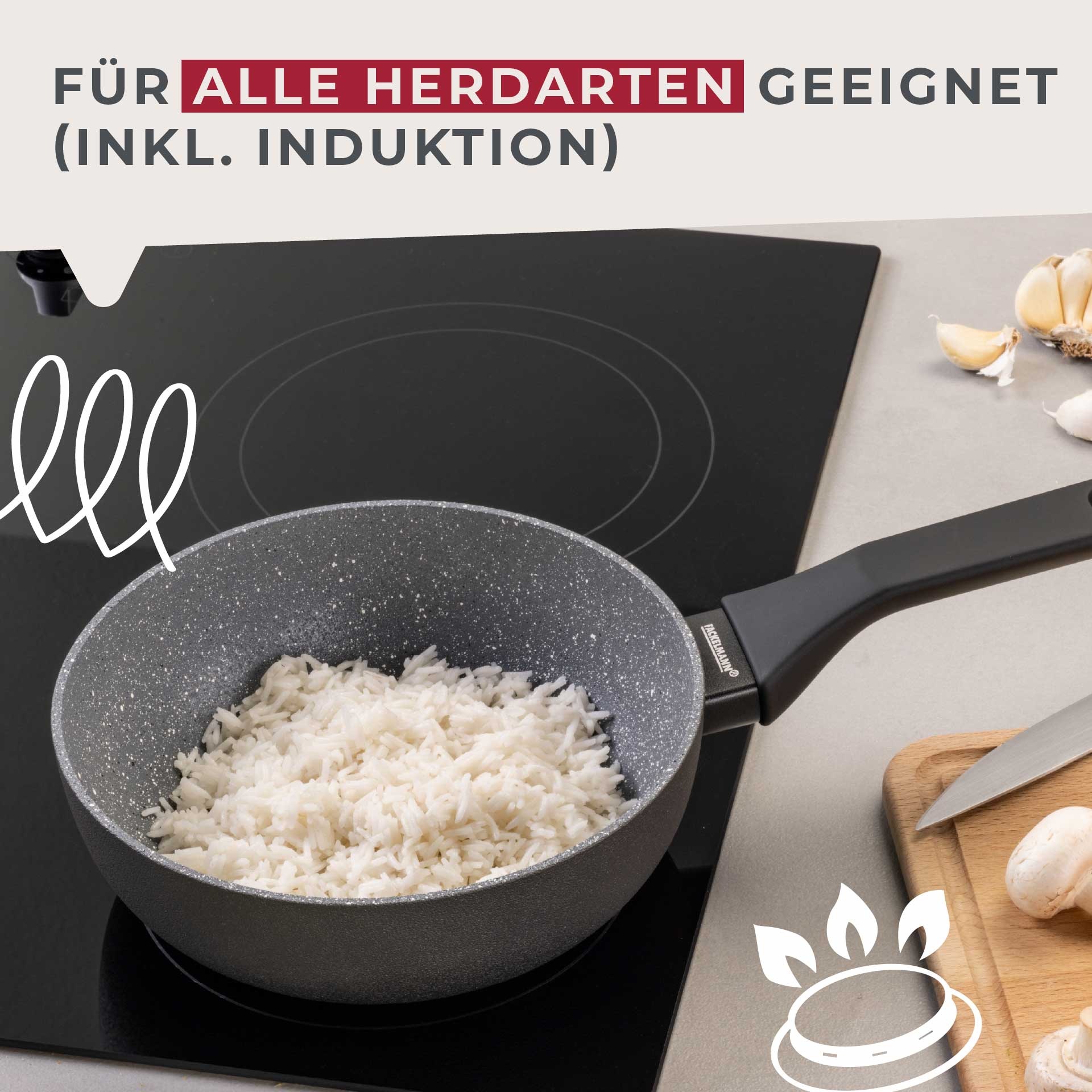 FACKELMANN Wok »Cosmo«, Aluminium, (Set, 2 tlg.), Wokpfannen-Set Cosmo Ø 20 cm & Ø 28 cm – mit Ceramic-Beschichtung