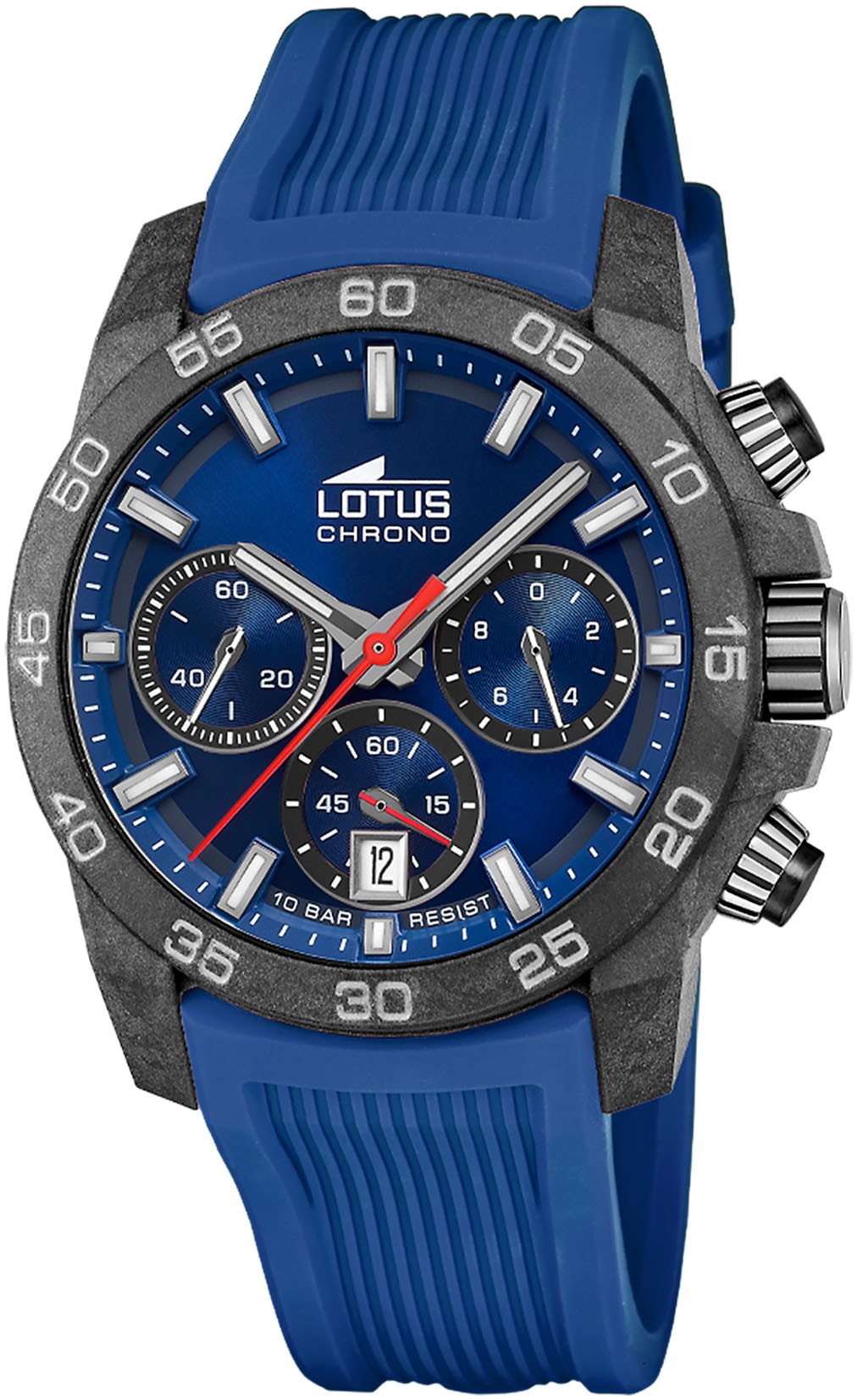 Lotus Chronograph, Quarzuhr, Armbanduhr, Herrenuhr, Kautschukarmband, Tag, Stoppfunktion