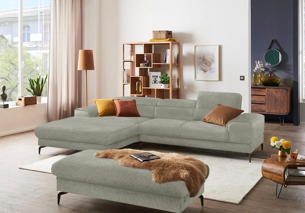 Thumbnail - W.SCHILLIG Ecksofa "piedroo, Designsofa mit tollem Sitzkomfort, elegant und bequem, L-Form", Kopfteilverstellung, wahlwe...