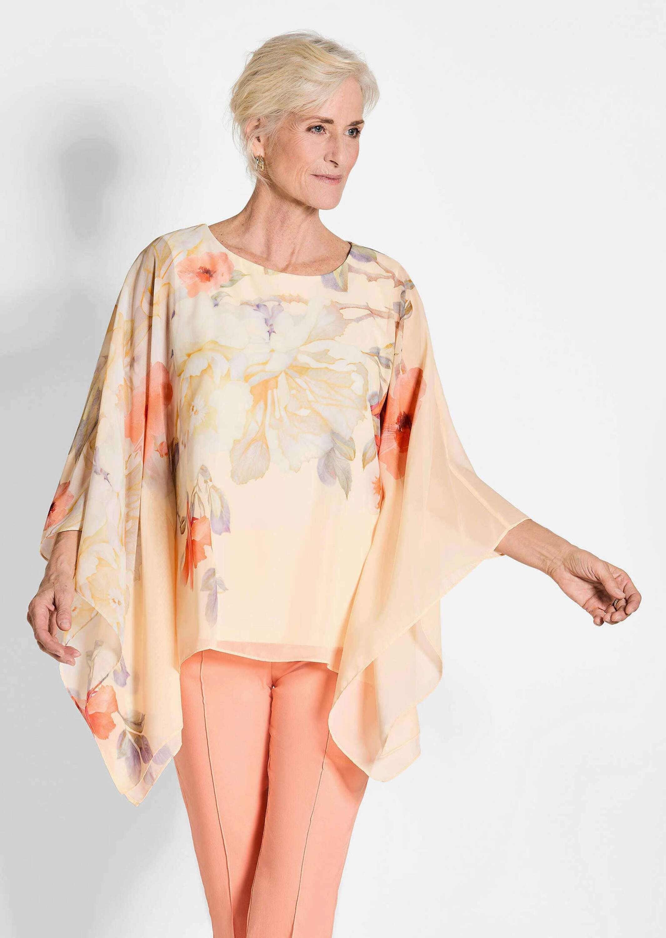 GOLDNER Satinbluse "Chiffonbluse mit floralem Design" Überwurf günstig online kaufen