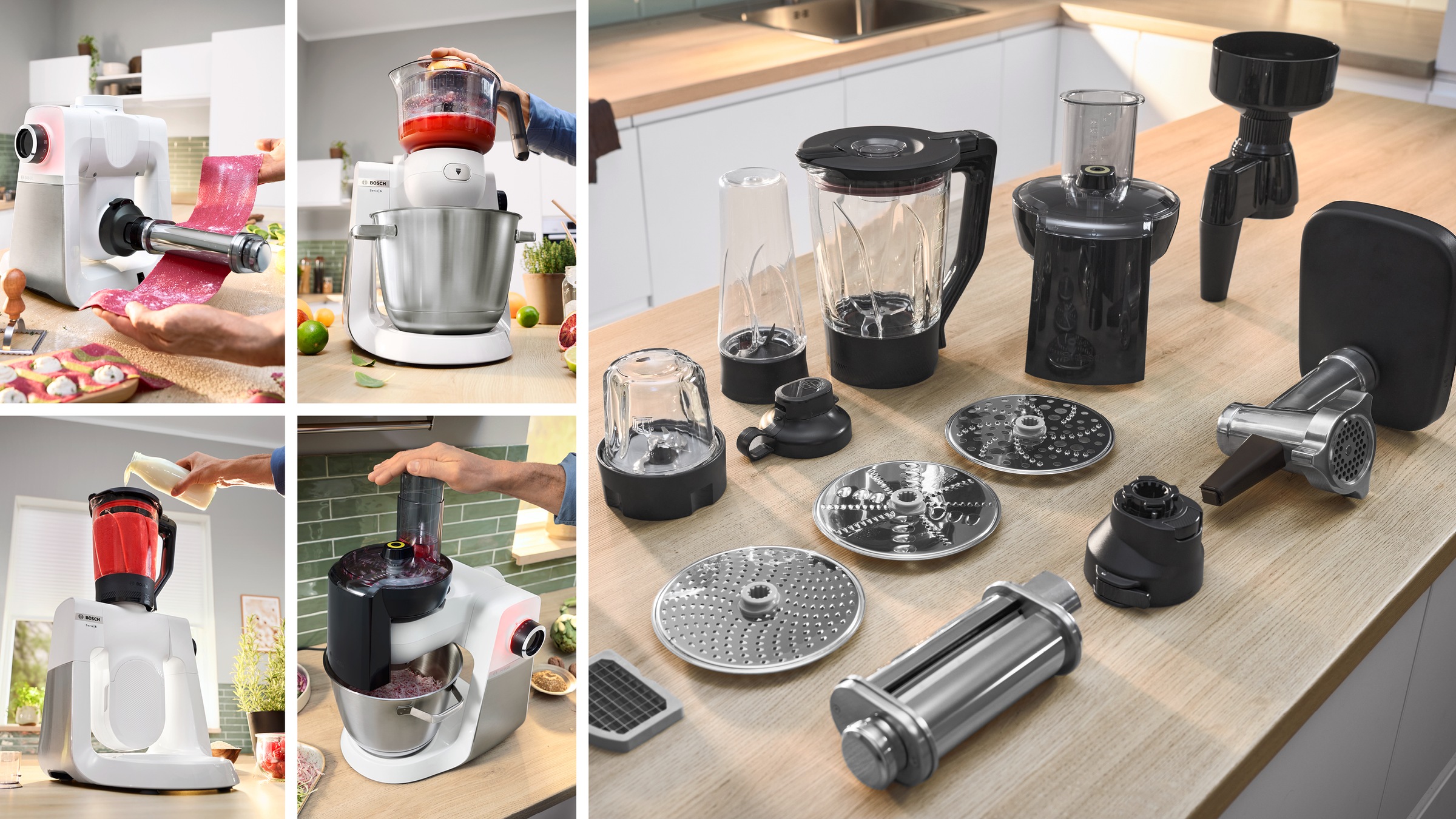 BOSCH Küchenmaschine »Serie 6 MUMS6EW18, 2 Schüsseln (Edelstahl, Kunststoff), Deckel, weiß«, 7 Stufen, Knethaken/Rühr-/Silikonbesen, spülm.fest, Schüssel BPA-frei