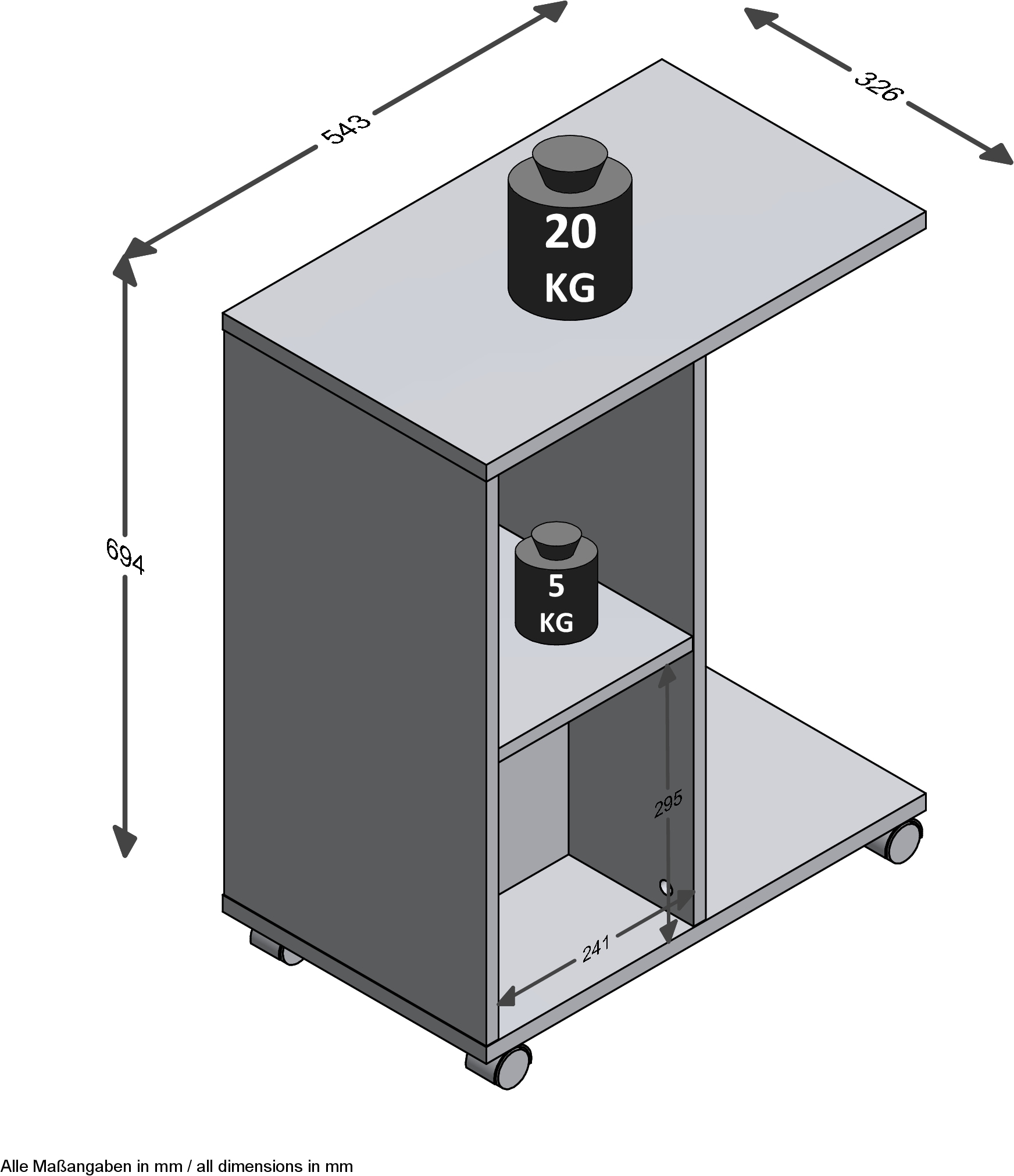FMD Beistellwagen »Change 4«, rollbar