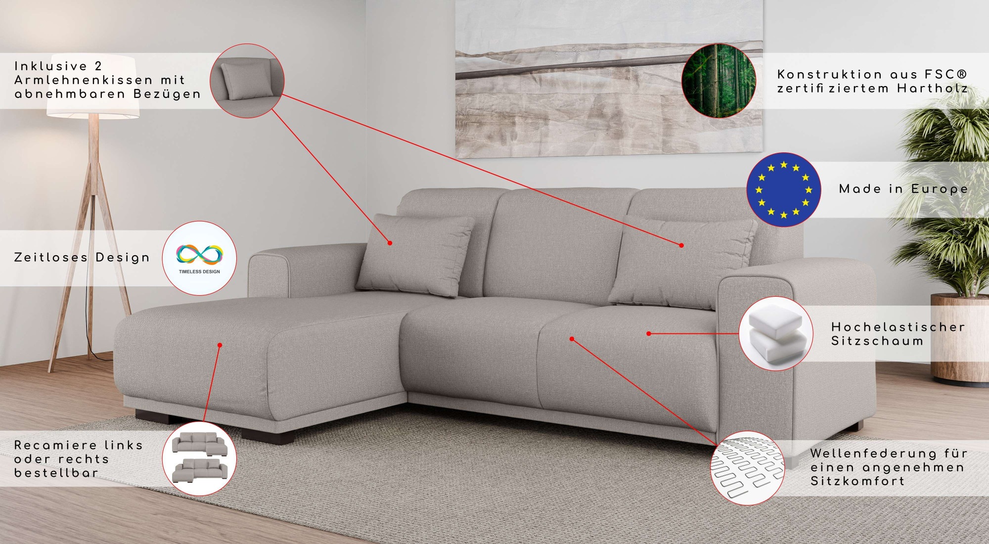 Thumbnail - Home affaire Ecksofa "BORNHOLM L-Form, B: 234 cm - OTTO. Verlässliche Qualität." Recamiere links oder rechts bestellbar,...