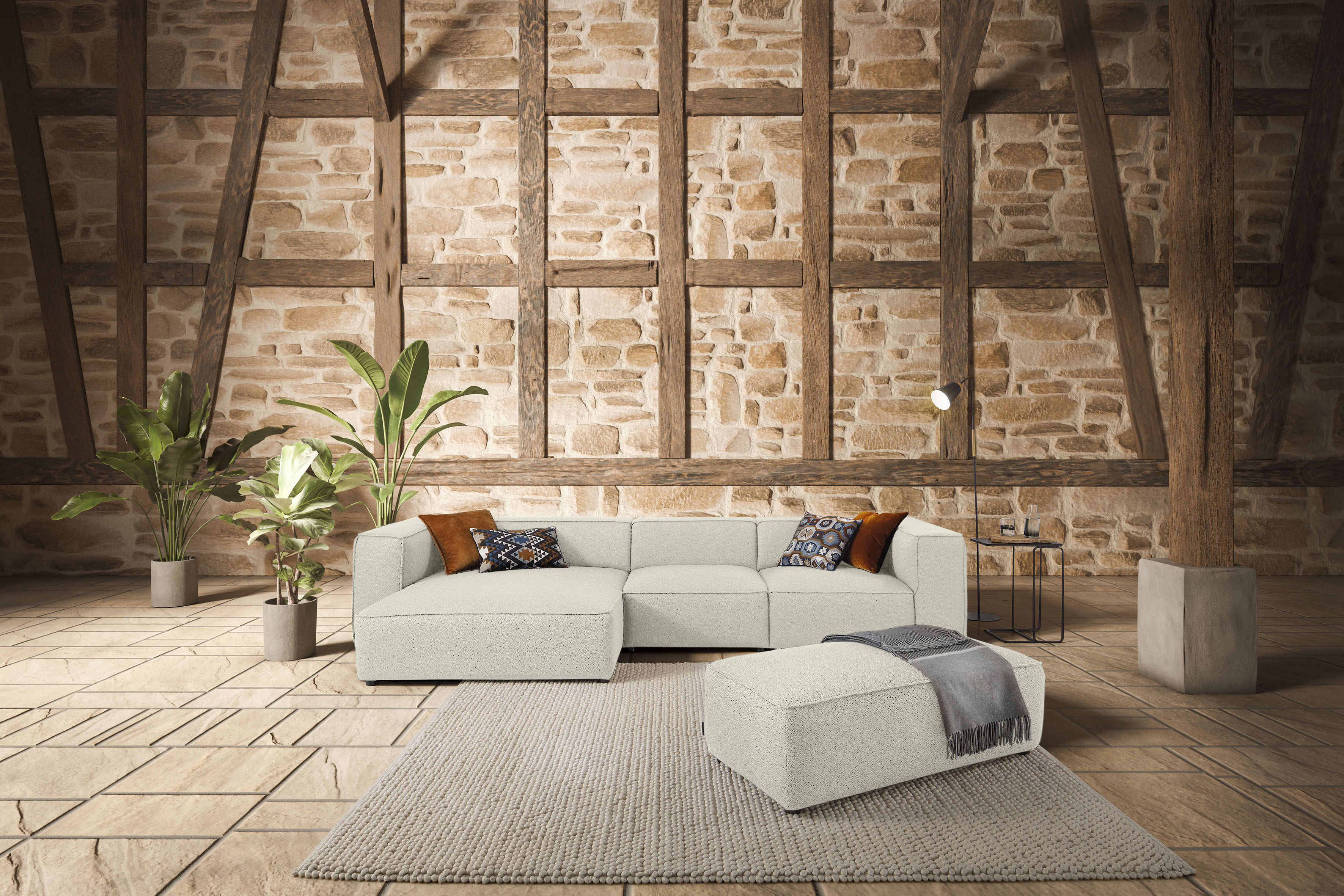 W.SCHILLIG Ecksofa "around-the-block Mega Sofa, viel Platz und hoher Sitzkomfort, L-Form" mit eleganter Biese, mit Federkern, Breite 341 cm