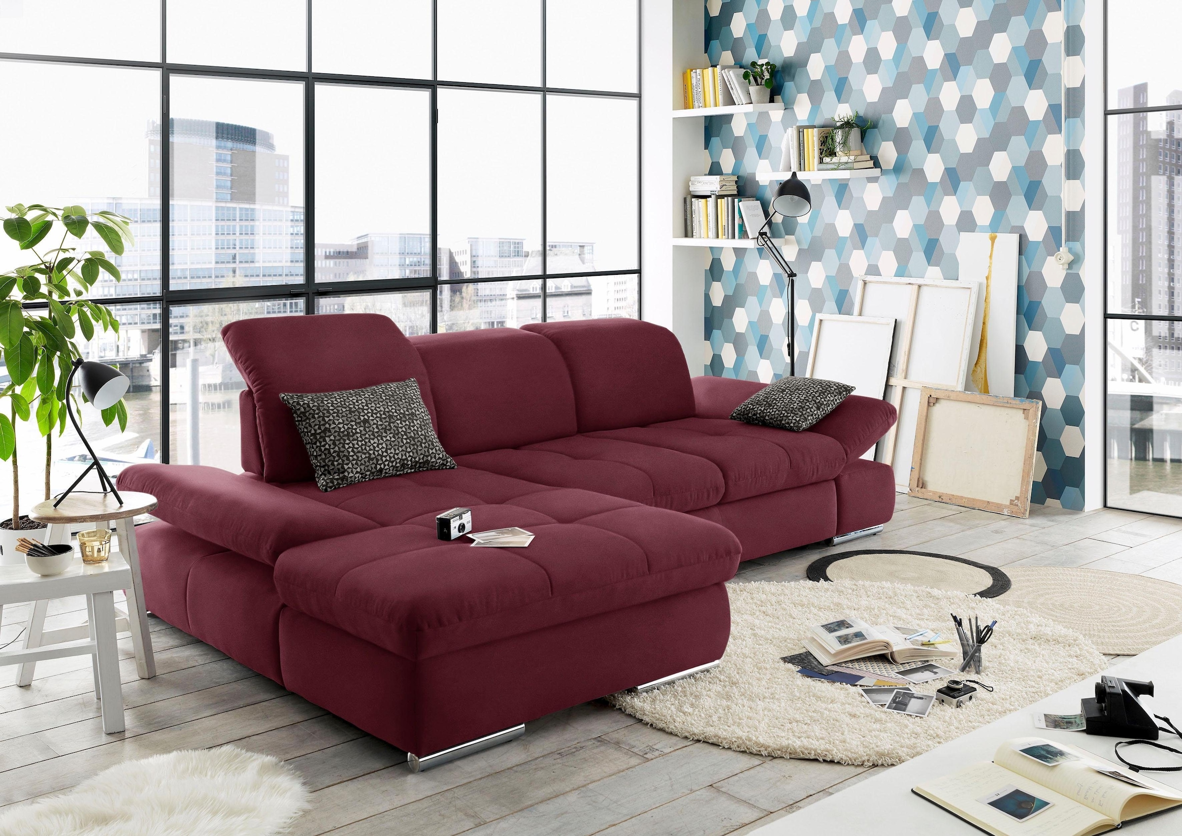 set one by Musterring Ecksofa "SO4100 V" mit verstellbaren Kopfteilen, wahl günstig online kaufen
