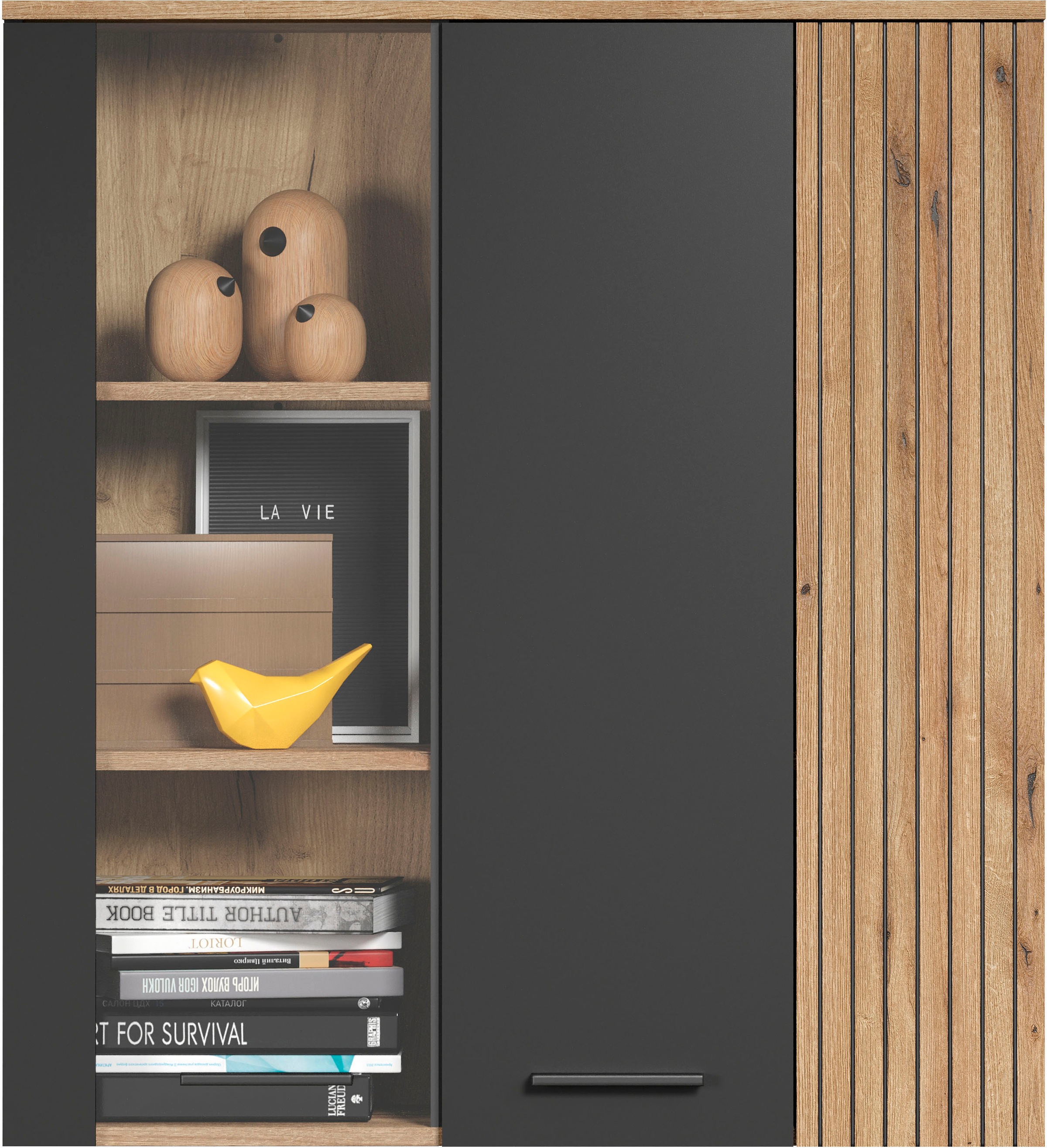 Home affaire Hängevitrine »Estepona« 1 Stk. tlg. Tür mit Akustikpaneel-Look