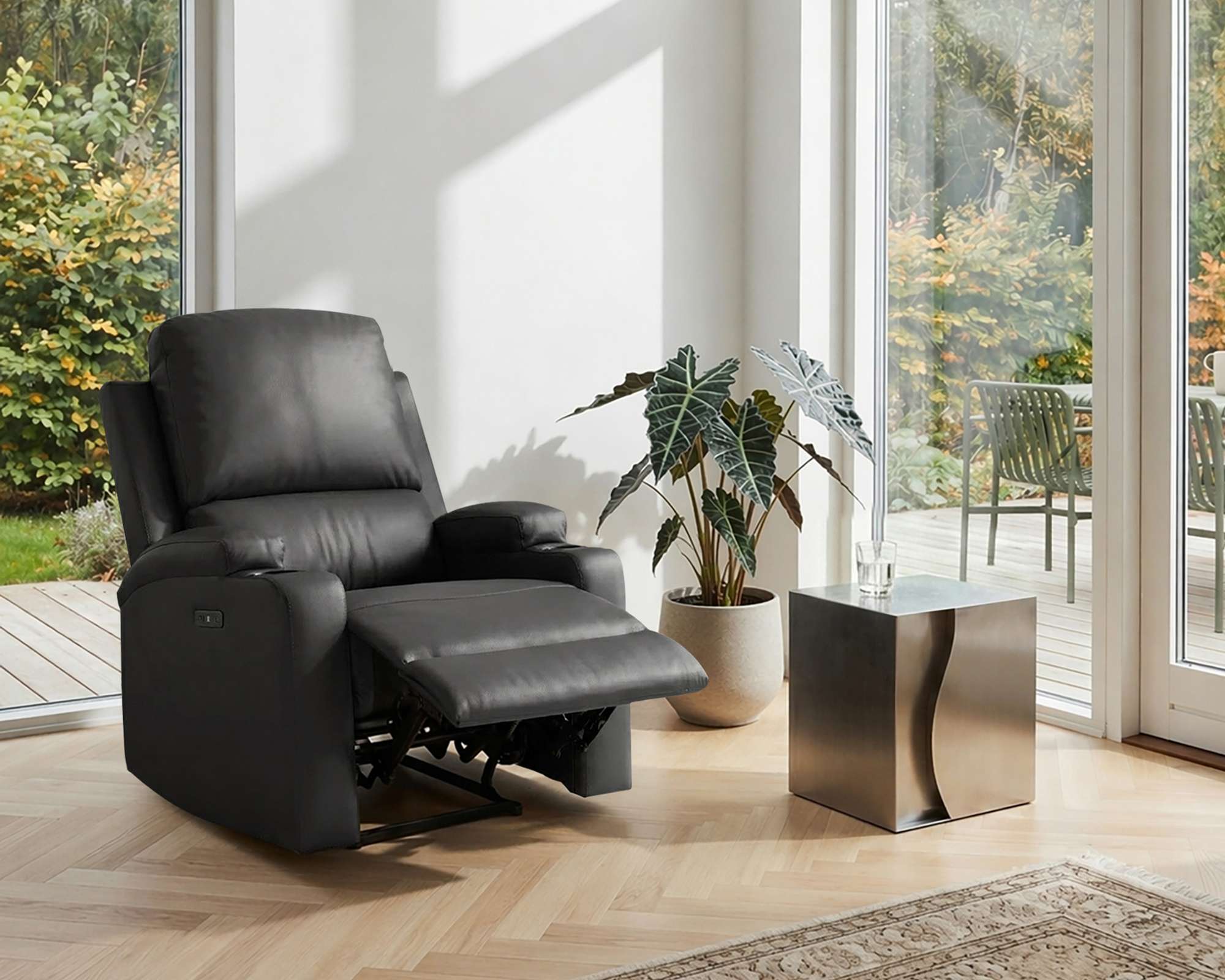 OTTO home Relaxsessel "NAPORI Lederoptik, Kinosessel, Multimedia-Sessel" TV-Sessel mit manueller u elektrischer Relaxfunktion u. Getränkehalter