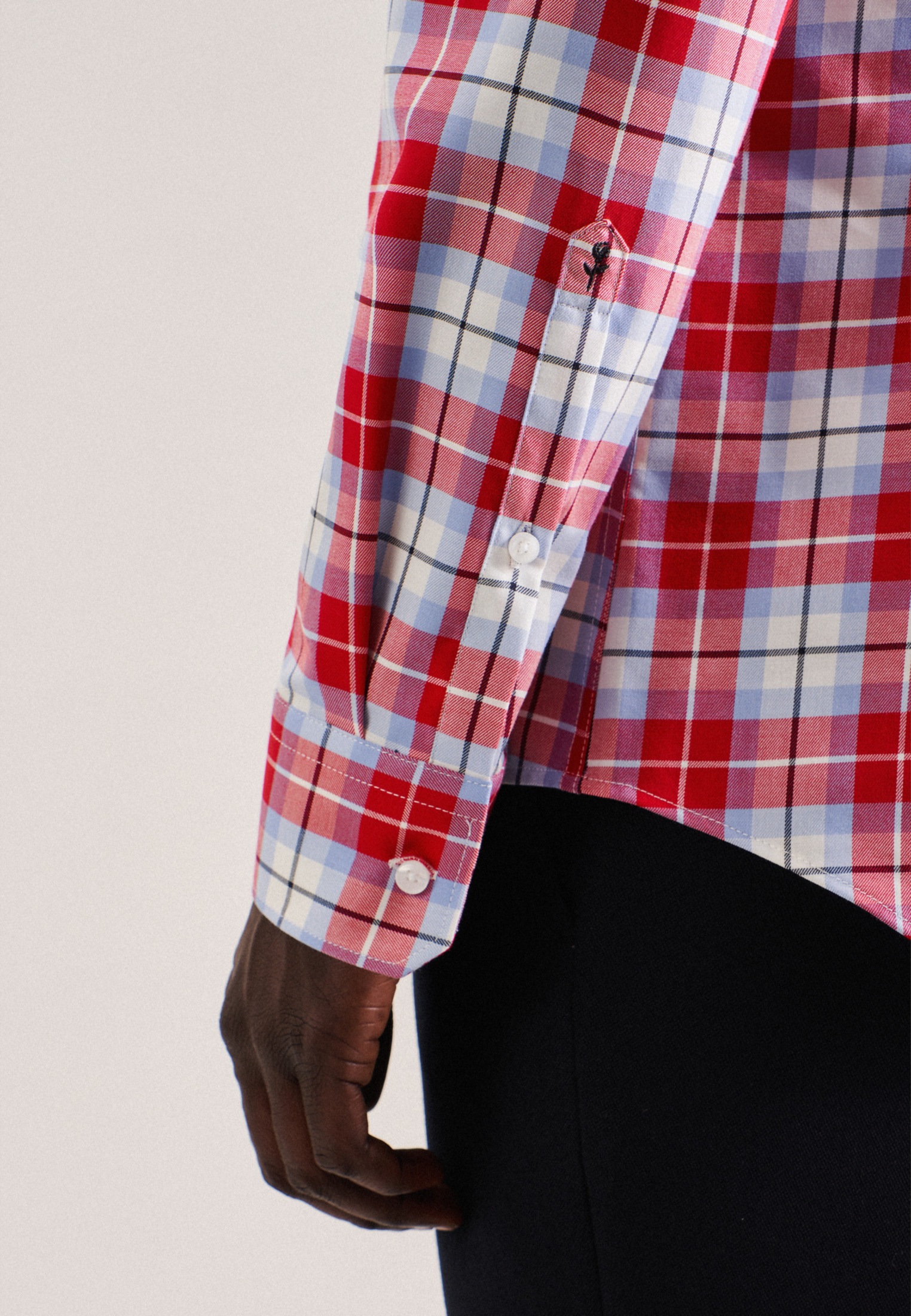 seidensticker Businesshemd »Slim«, Slim Langarm Button-Down-Kragen Karo