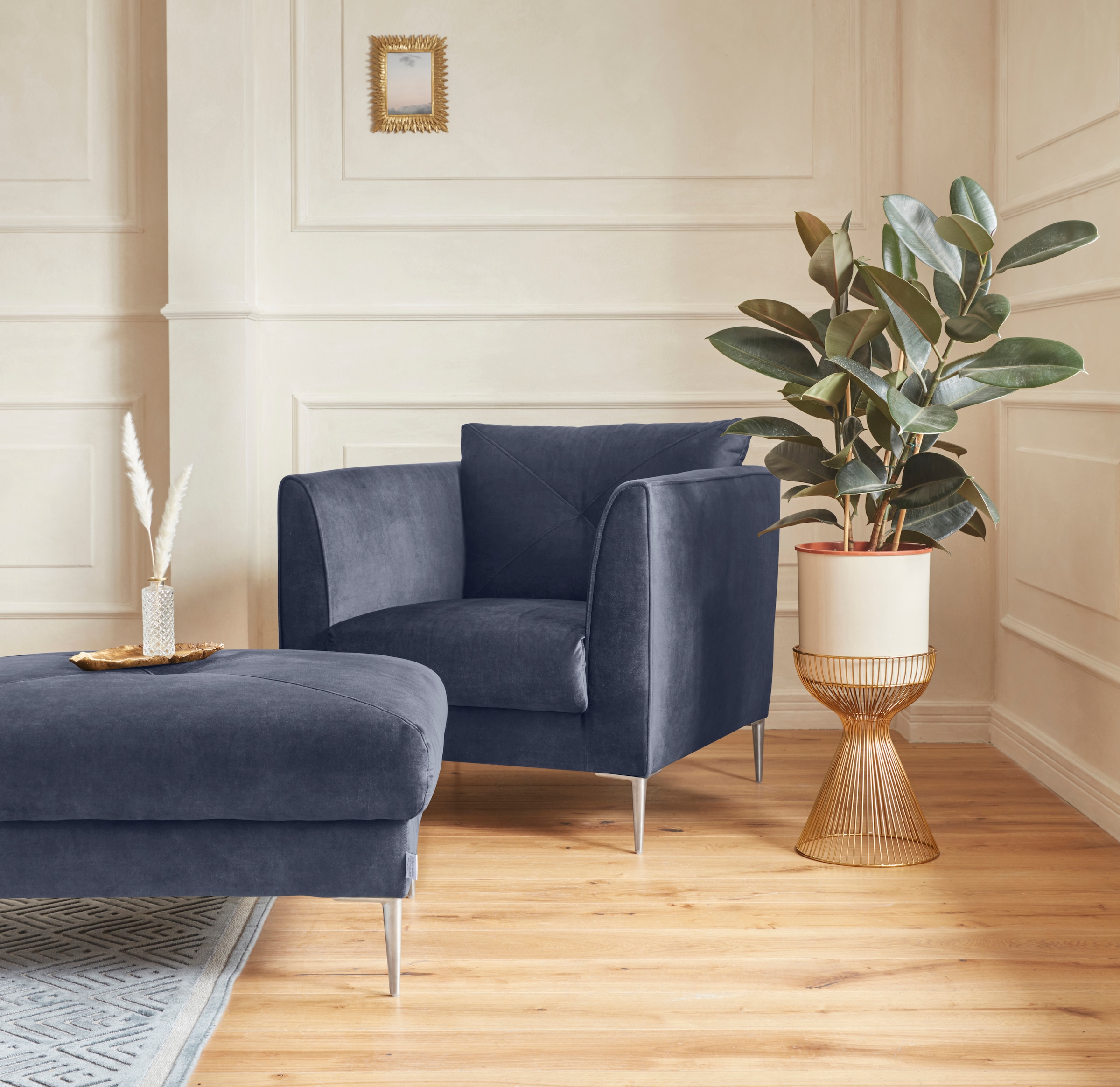 Guido Maria Kretschmer Home&Living Hocker »Chilltime«, mit eleganter Kreuznaht auf der Sitzfläche