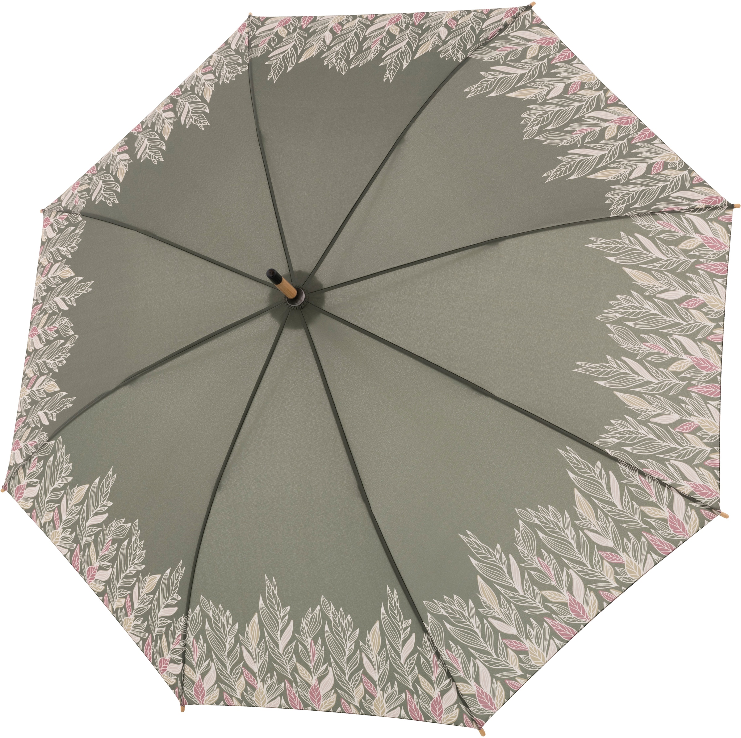 doppler® Stockregenschirm »nature Long, intention aus recyceltem BAUR online aus Material Schirmgriff kaufen mit olive«, Holz 