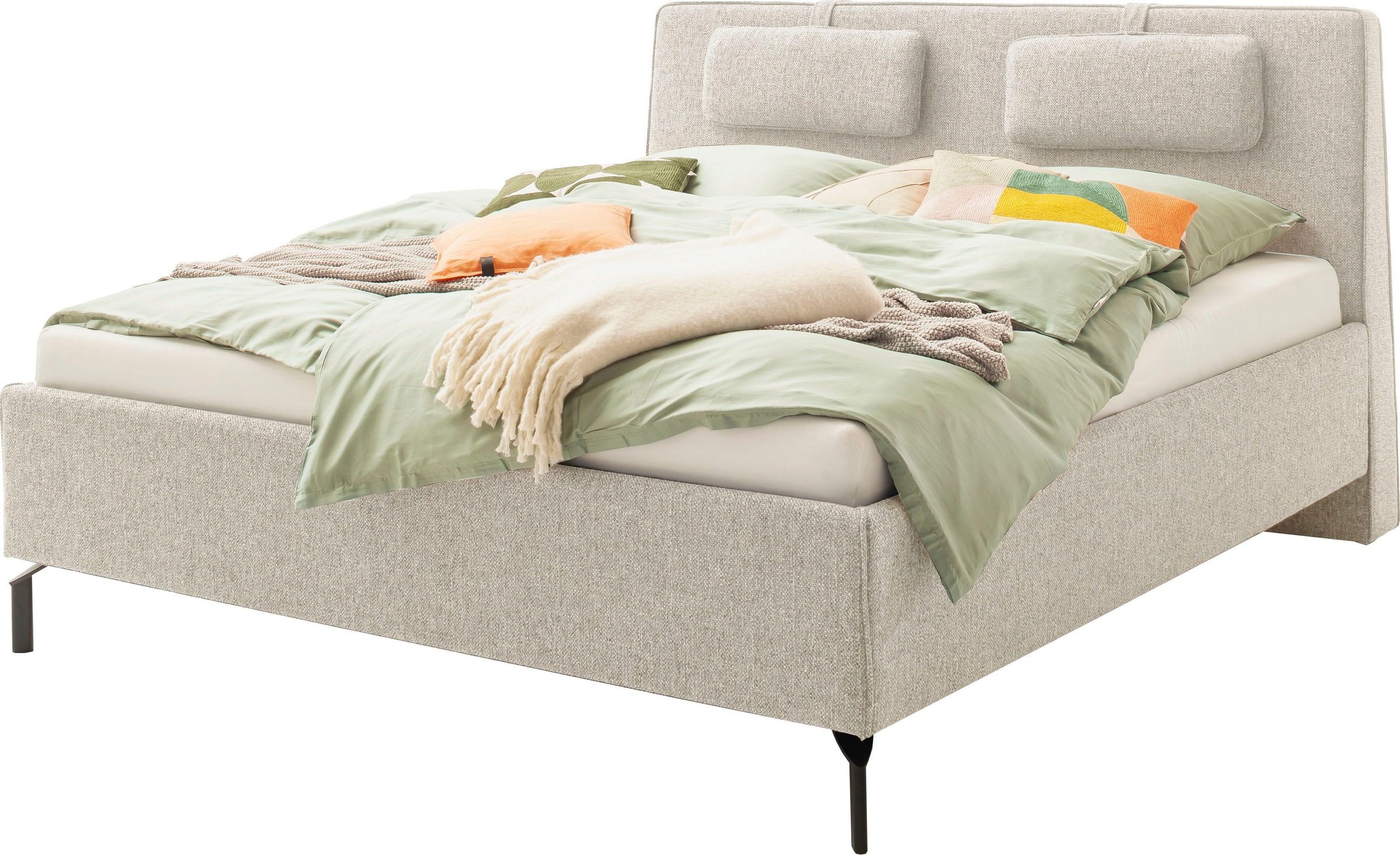 SCHÖNER WOHNEN-Kollektion Polsterbett »MADRID wahlweise mit Bettkasten, erhältlich in der Größe 180x200cm« wahlweise mit schwarzen Metallfüßen oder Holzfüßen