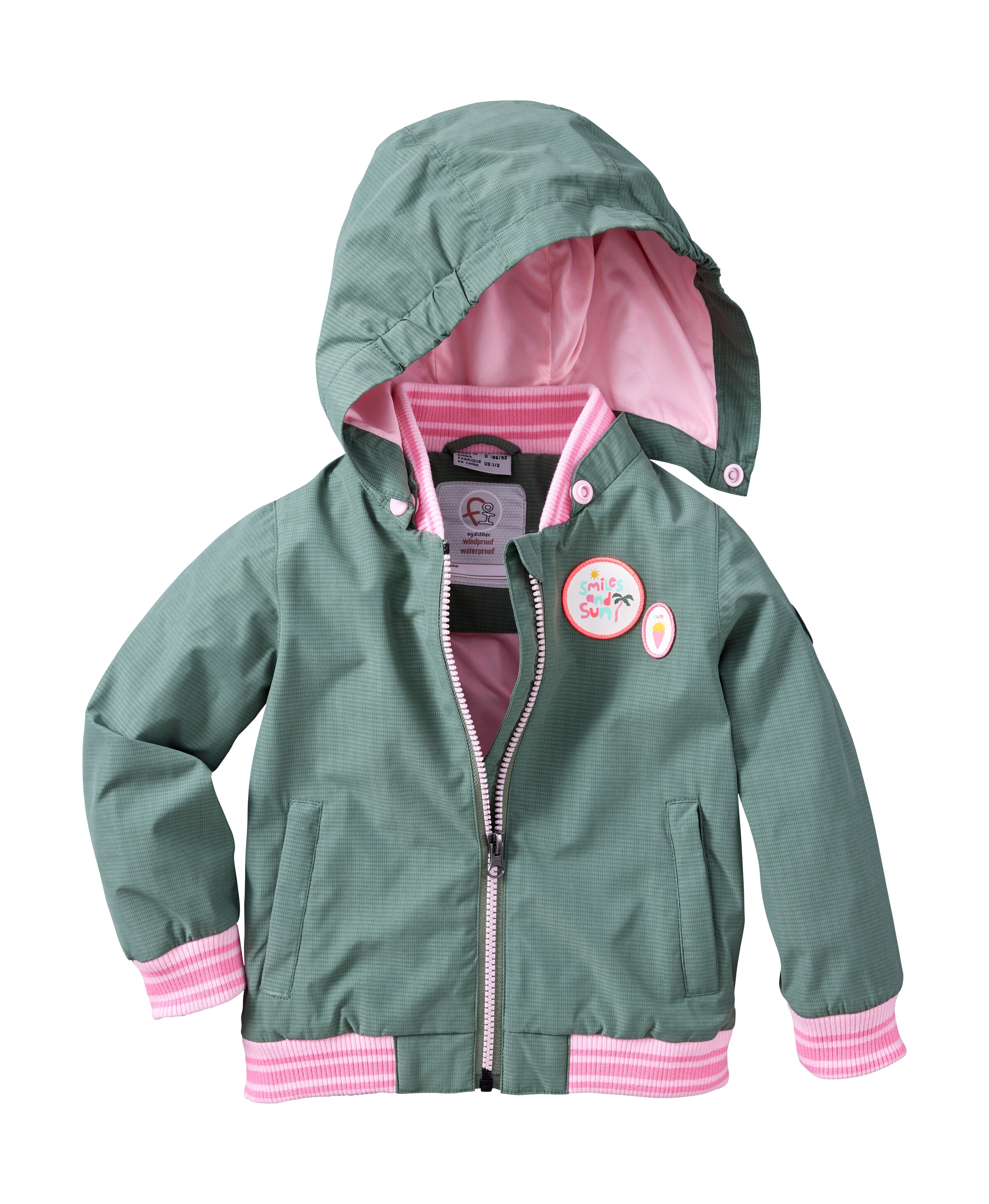 first instinct by killtec Funktionsjacke »FIOS 9 MNS JCKT«, Wasserdichte Sommerjacke mit Karomuster, Kinnschutz und Namensetikett