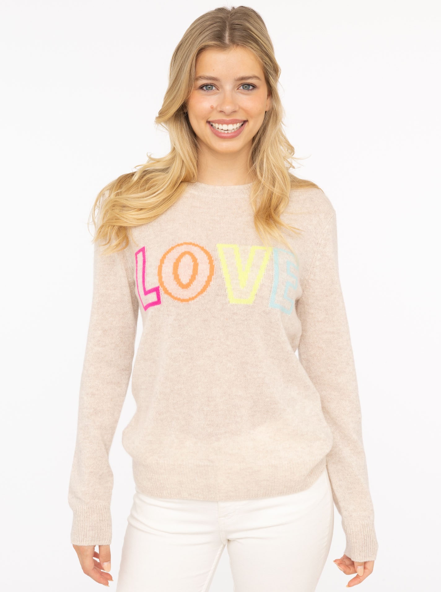 Zwillingsherz Kaschmirpullover ""LOVE" wording" Rundhals, mit LOVE Aufschri günstig online kaufen