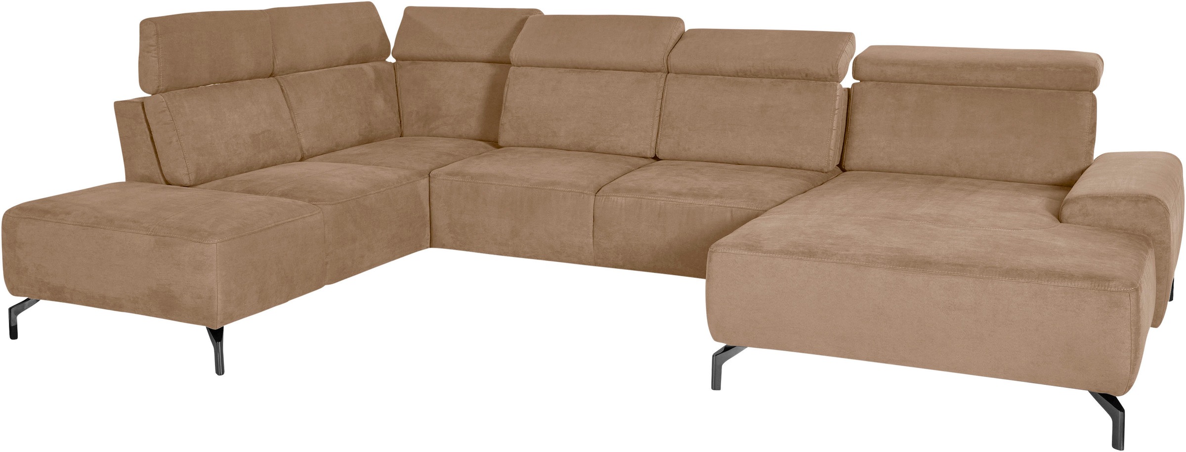 sit&more Wohnlandschaft »Gizeh U-Form«, 15 cm Fußhöhe, inklusive Sitztiefenverstellung und Kopfteilverstellung