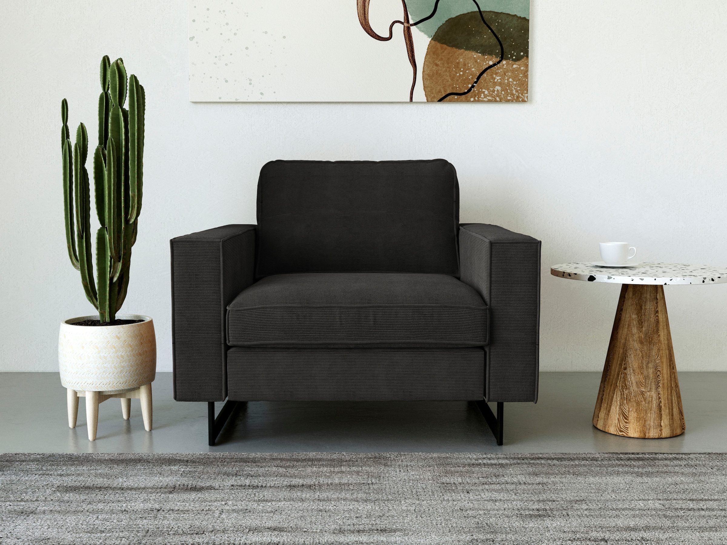 Places of Style Loveseat "Pinto 105 cm, Cord, Chenille, Lederoptik", mit Ke günstig online kaufen