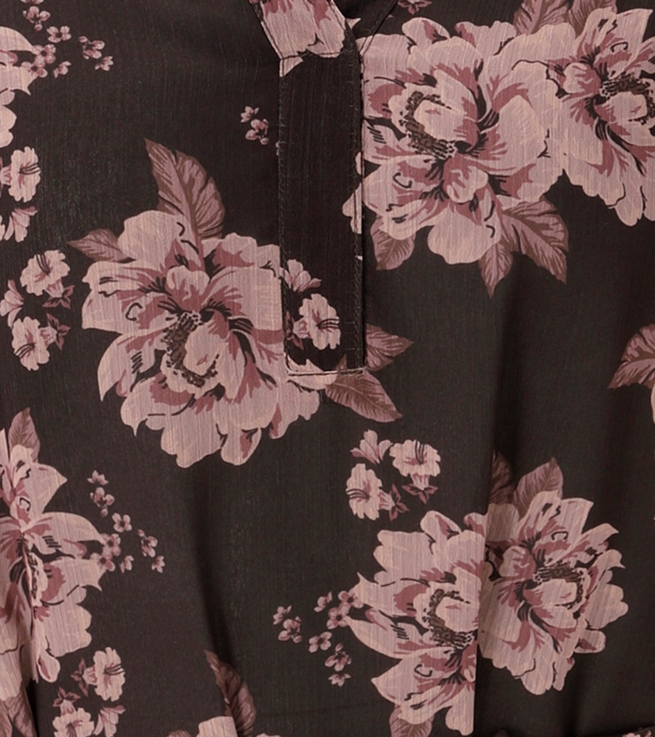 Aniston CASUAL Tunikakleid mit abnehmbarem Bindegürtel,  mit romantischen Rosen bedruckt - NEUE KOLLEKTION