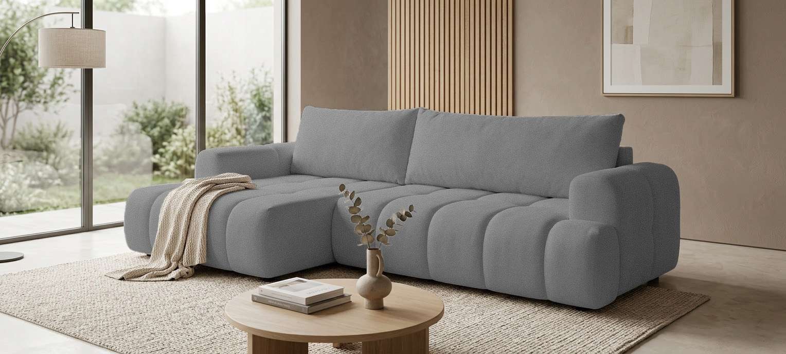 OTTO home Ecksofa "LIOORA Schlafsofa mit Bettkasten, Breite 265 cm, Verlässliche Qualität" L-Form mit Bettfunktion und Bettkasten, Recamiere rechts/links