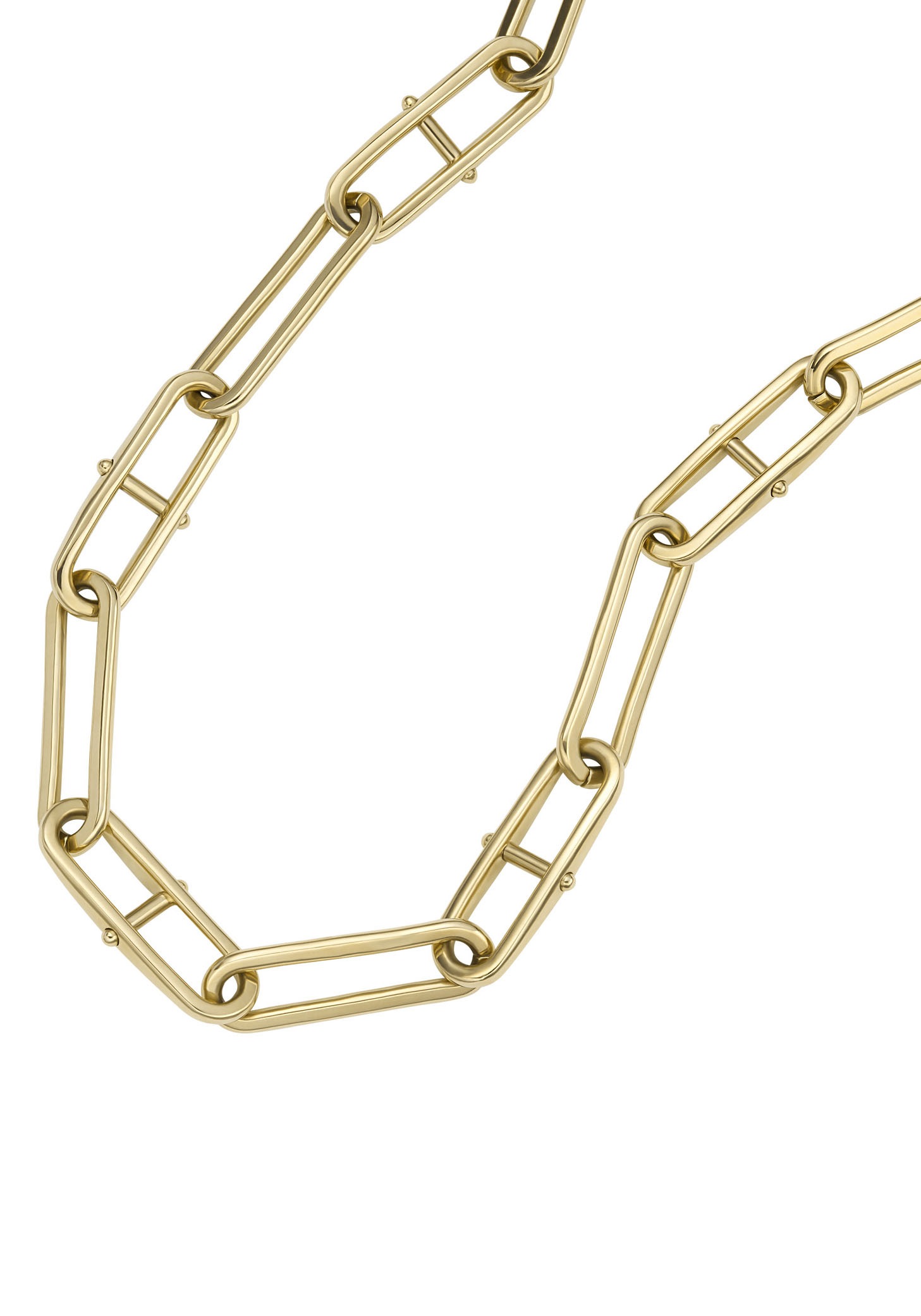 Edelstahlkette FOSSIL "Schmuck Geschenk Edelstahl Halskette HERITAGE", gold (gelbgoldfarben), Halsketten, Damen, Edelstahl, L: 43 B: 8,5mm, Edelstahlkette, B:8,5mm 3