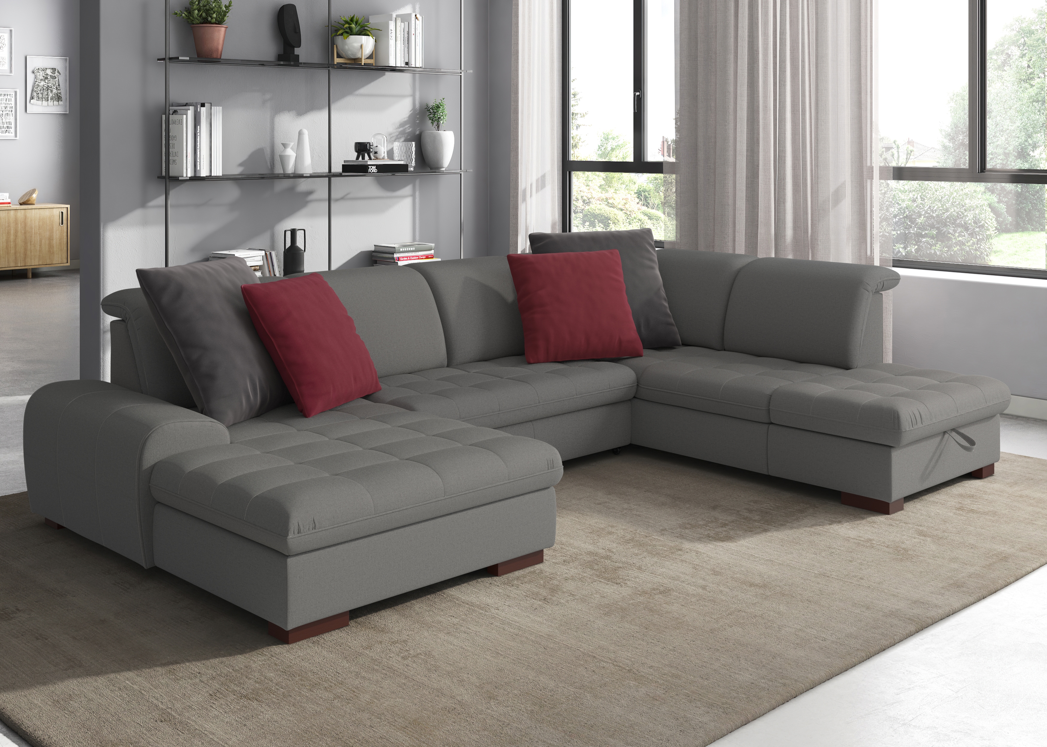 sit&more Wohnlandschaft "Luxor U-Form" wahlweise mit Schlaffunktion, Bettkasten und Kopfteilverstellung