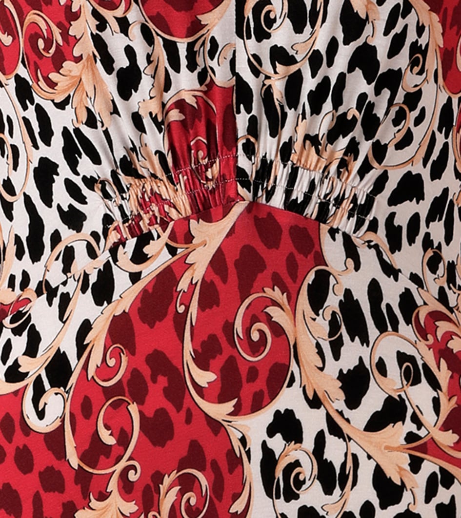 Aniston SELECTED Midikleid mit Smok-Details und fantasievollem Leo-Print