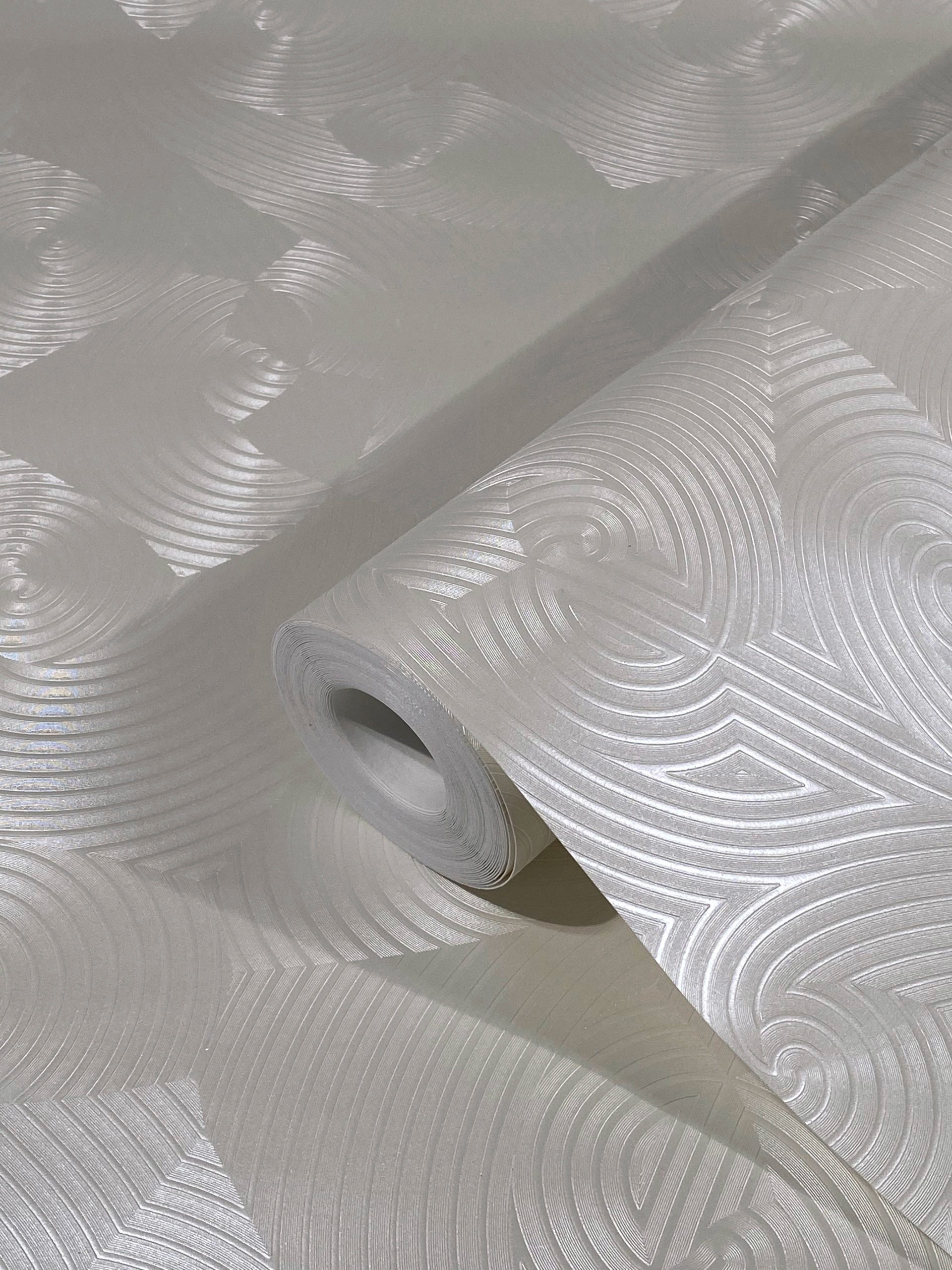 Glööckler Vliestapete, 3D-Optik-Strukturmuster-glänzend, moderne Tapete für Wohnzimmer Schlafzimmer Küche