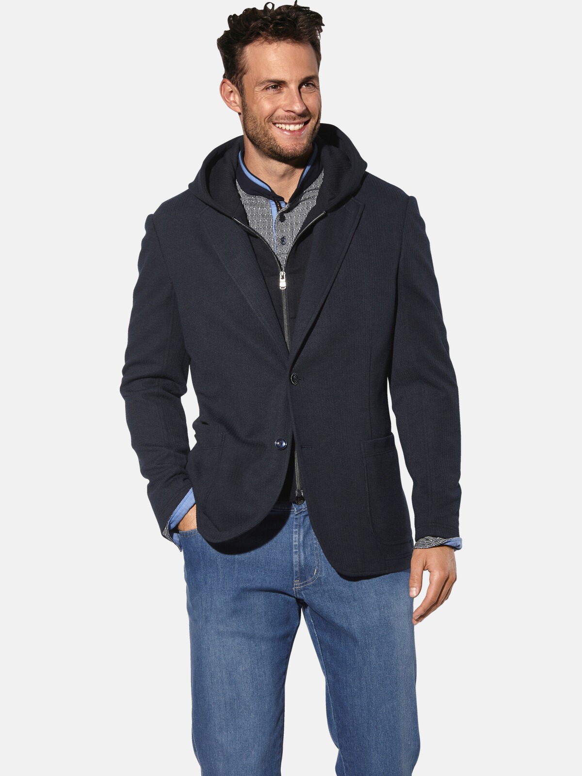 BABISTA Herren Stricksakko "Stricksakko WELMAR"dunkelblau, Gr. 52, Obermaterial: 97% Polyester COOLMAX PES(Coolmax). 3% Elasthan EL., Sakkos