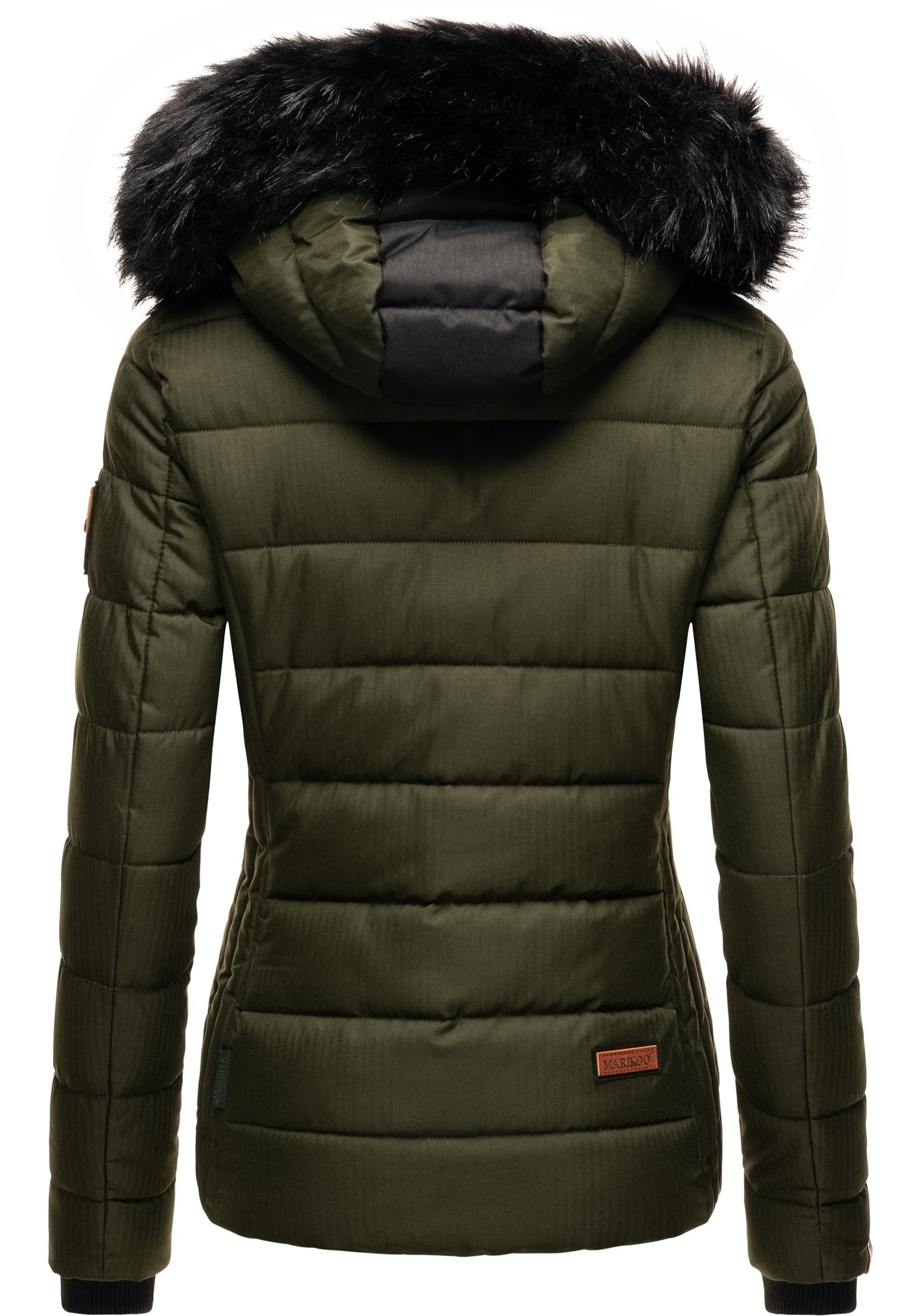 Thumbnail - Marikoo Steppjacke "Unique" mit Kapuze modische Winterjacke mit Kunstpelz-Kapuze