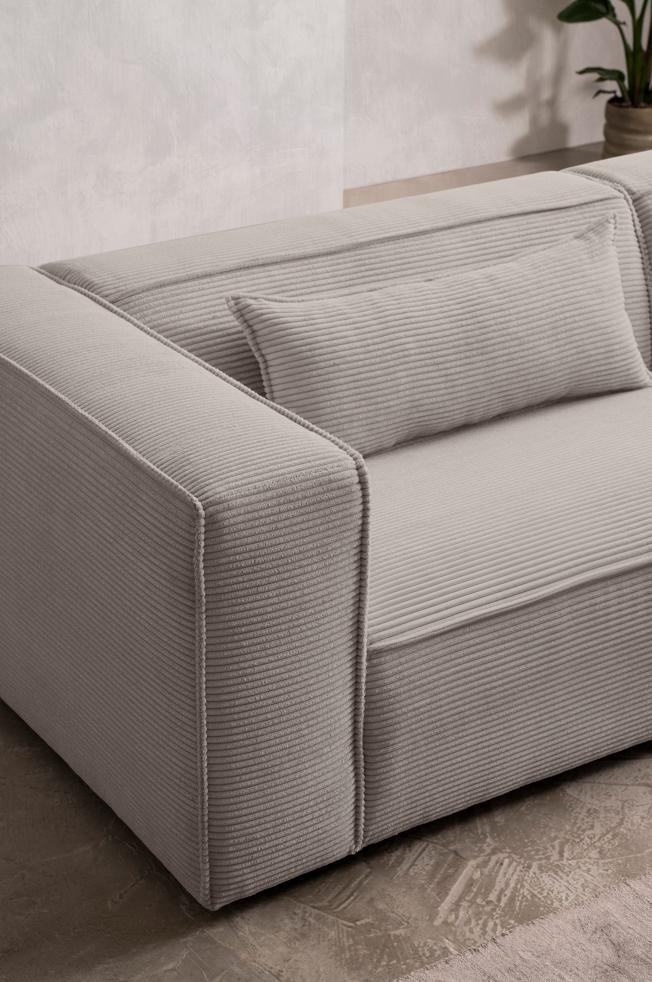 LeGer Home by Lena Gercke 3-Sitzer »PIARA, Couch mit Kedernaht, Sofa in Cord oder Leinenoptik«, schwarze Füße, bequemer Sitzkomfort