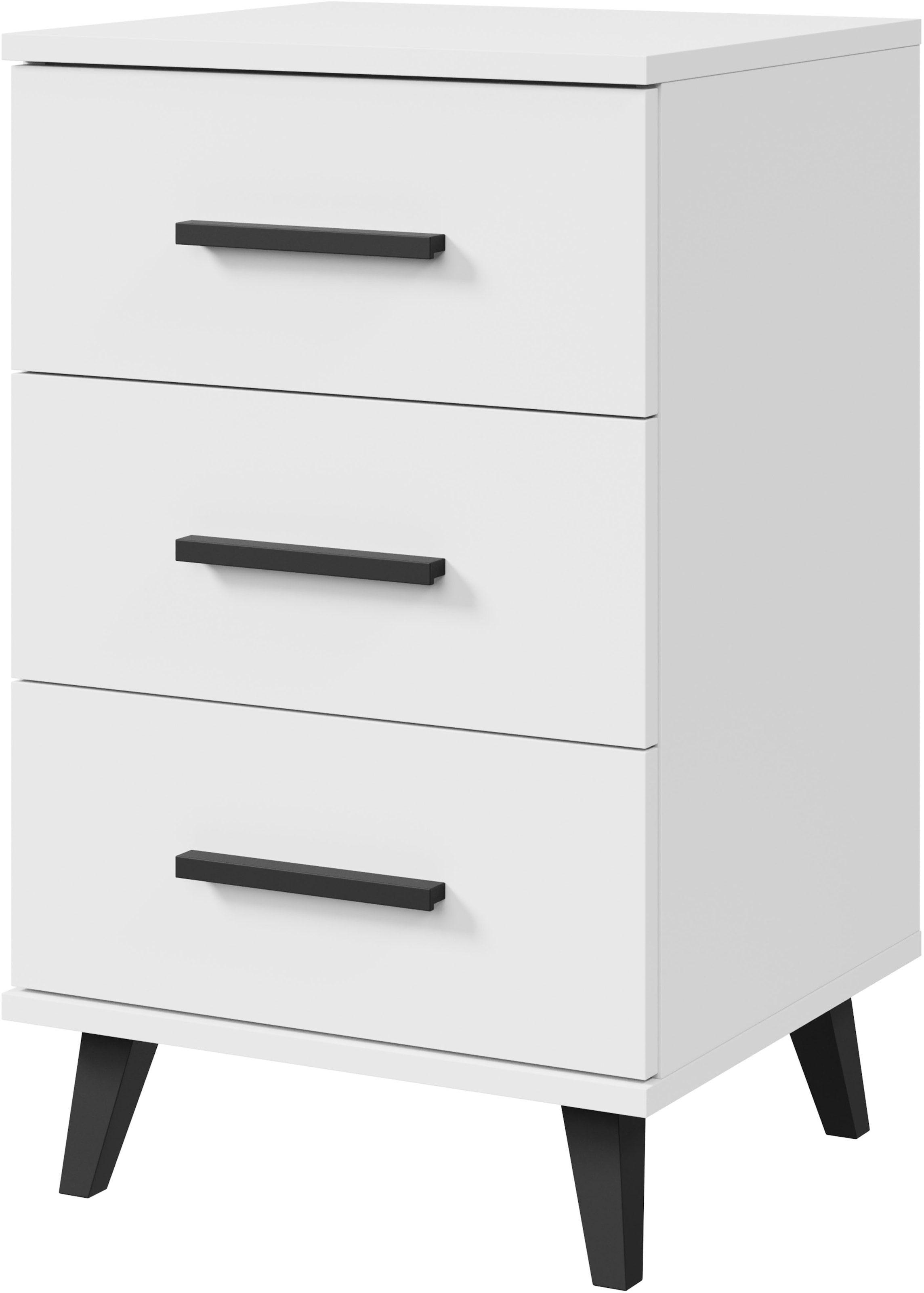 INOSIGN Nachtkommode »Lagos, 2 Nachtschränke, 3 Schubladen, schwarze Griffe & Füße«, (Set, 2 St.), modernes Design, B/T/H je 40/35/65 cm, pflegeleichte Oberfläche
