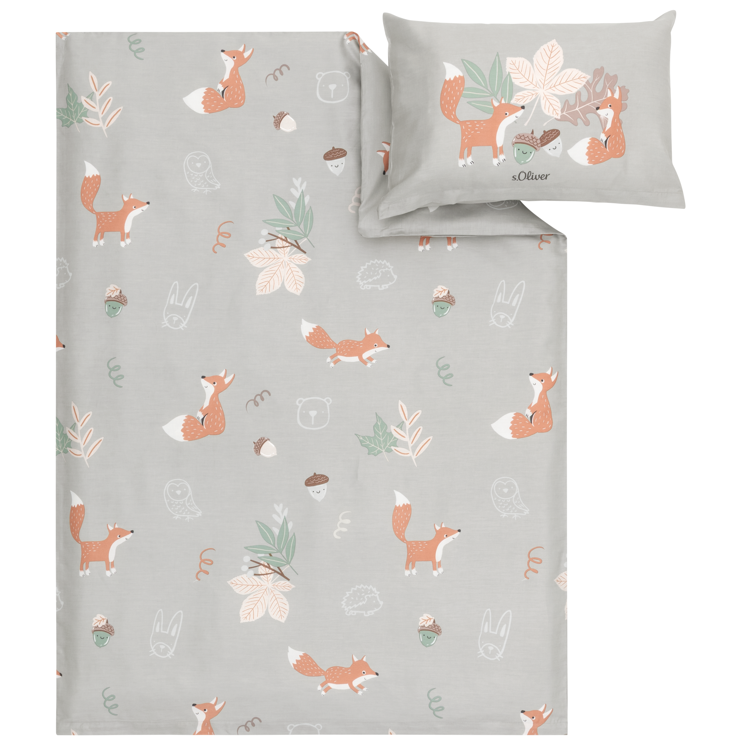 s.Oliver Bettwäsche "Satinbettwäsche s.Oliver Junior" 2 mit liebevollem Waldmotiv