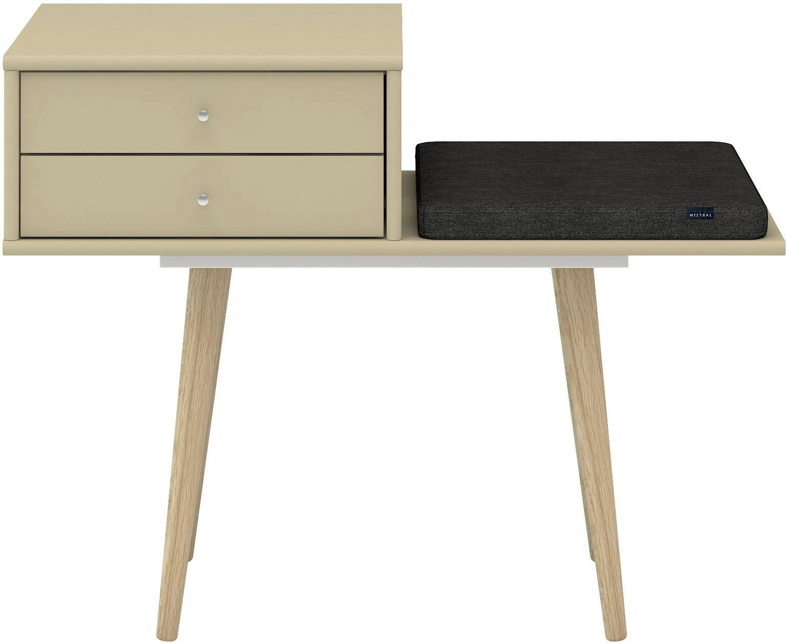 Hammel Furniture Sitzbank »Mistral Sitzhocker, Aufbewahrungsbank, Eingang Flur Foyer«, mit zwei Schubladen und einem Sitzkissen, Holzbeine, Breite: 89 cm