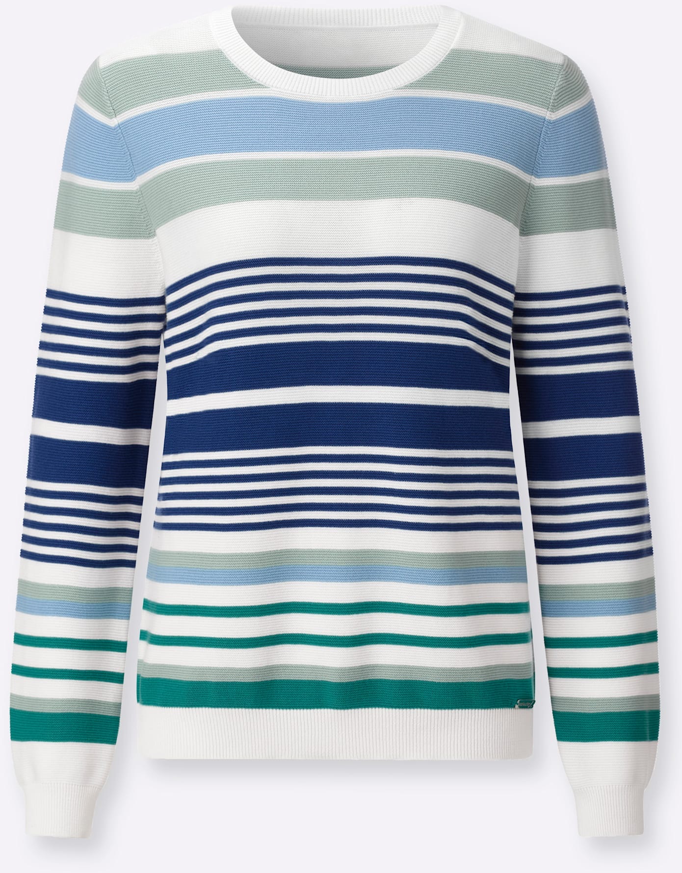 CASUAL LOOKS Ringel-Pullover Kalkmint/Jeansblau Gr. 54 3