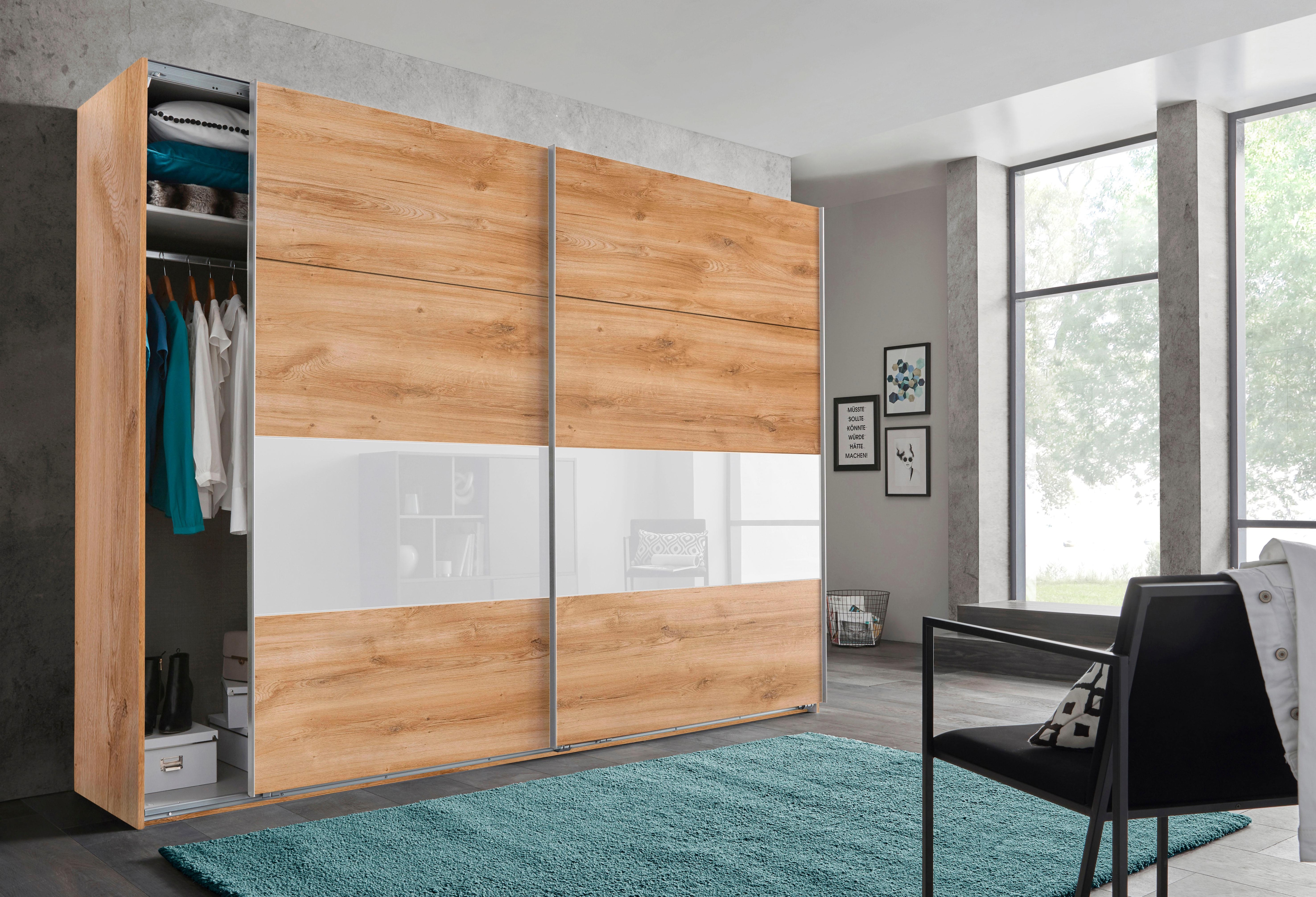 Wimex Schwebetürenschrank "Bramfeld Kleiderschrank" mit Glaselementen und zusätzlichen Einlegeböden