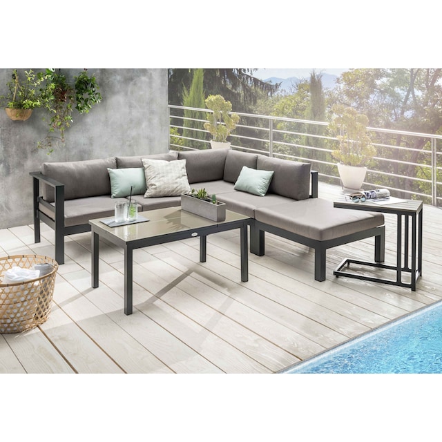 Destiny Gartenlounge-Set »ARENAL«, (Set, 15 tlg.), Ecklounge, 1 Hocker, Tisch  100x60x49/56cm, Beistelltisch 60x35x58 cm | BAUR