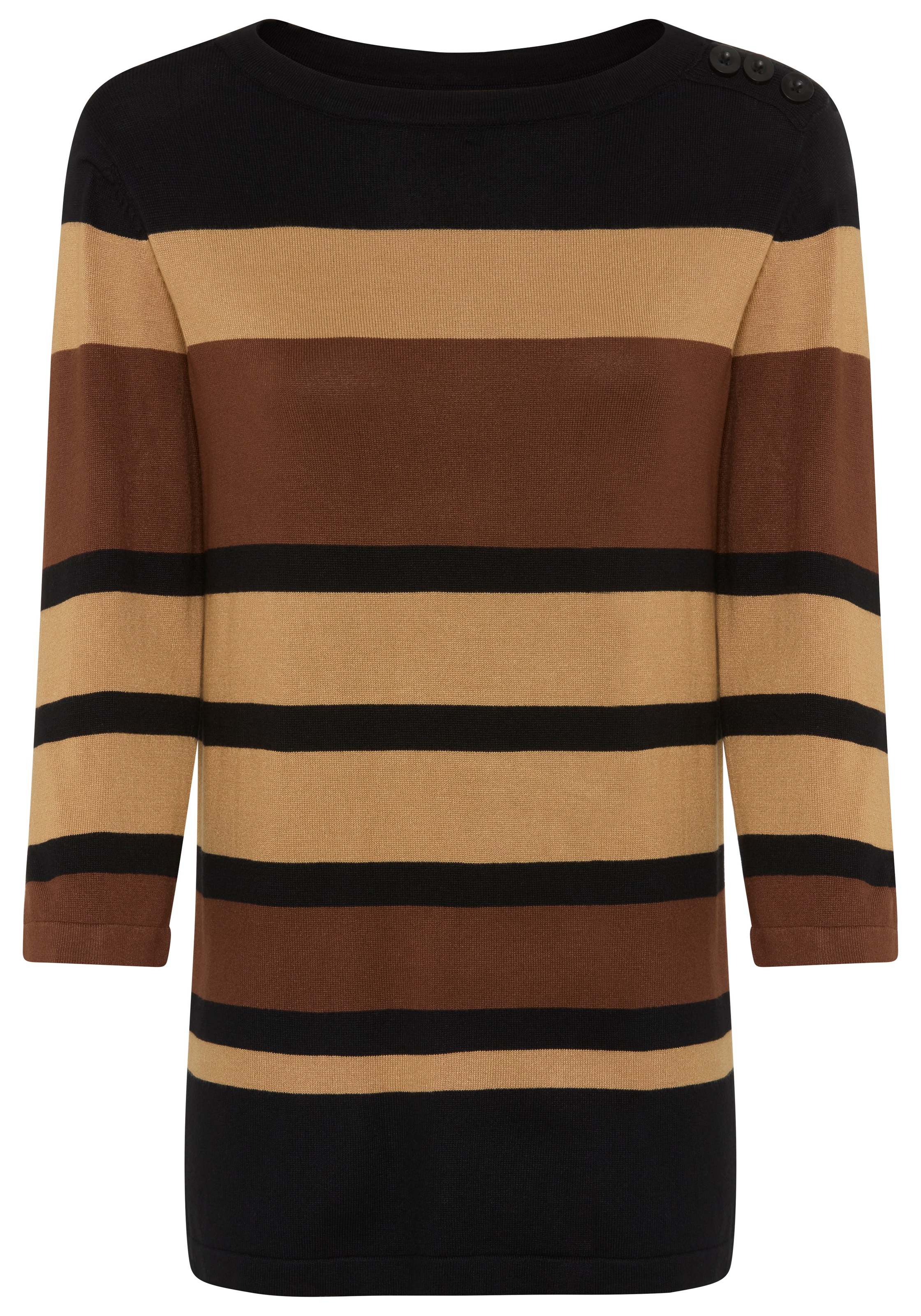 Boysen's 3/4 Arm-Pullover im modischen Streifen-Design mit Zierknopfleiste