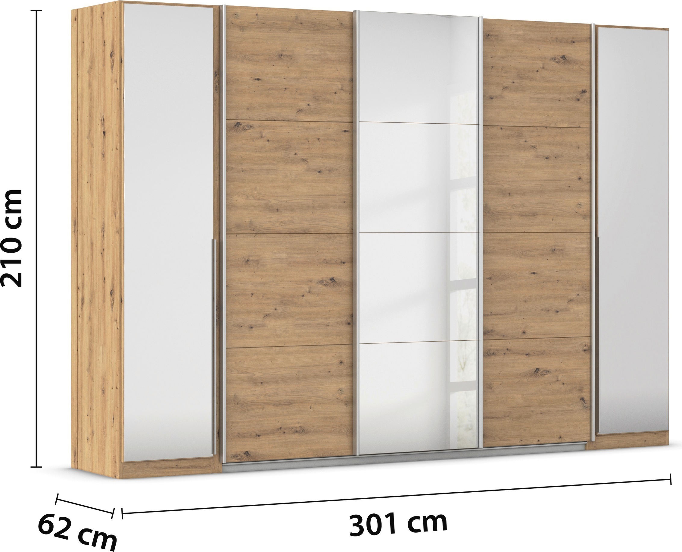 rauch Schwebetürenschrank »Agordo«, (im angesagten Mix aus Dreh- und Schwebetüren), optional mit Spiegel und zwei Griff-Farben MADE IN GERMANY