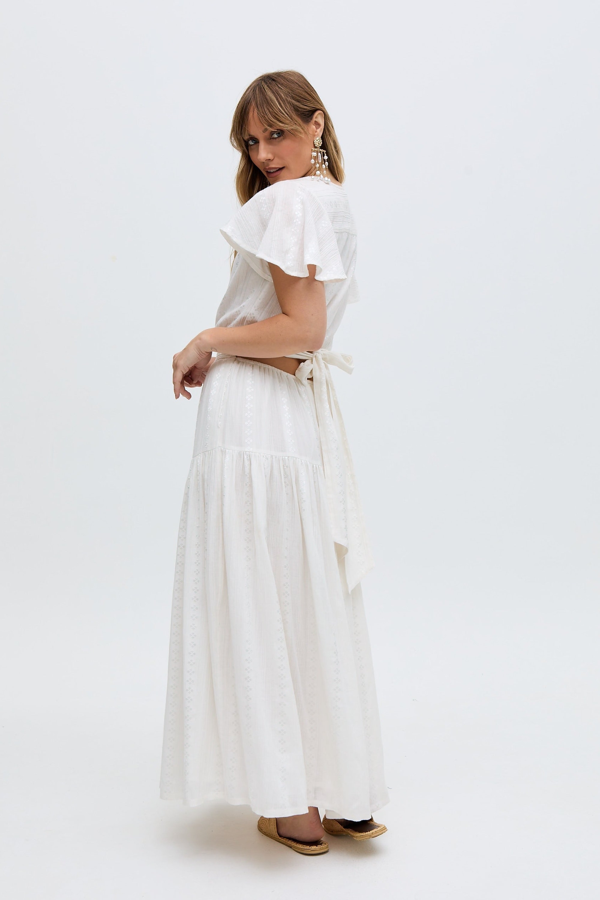 RAFFYA Midikleid »Candice Flutter Sleeve Maxi Dress Damen«