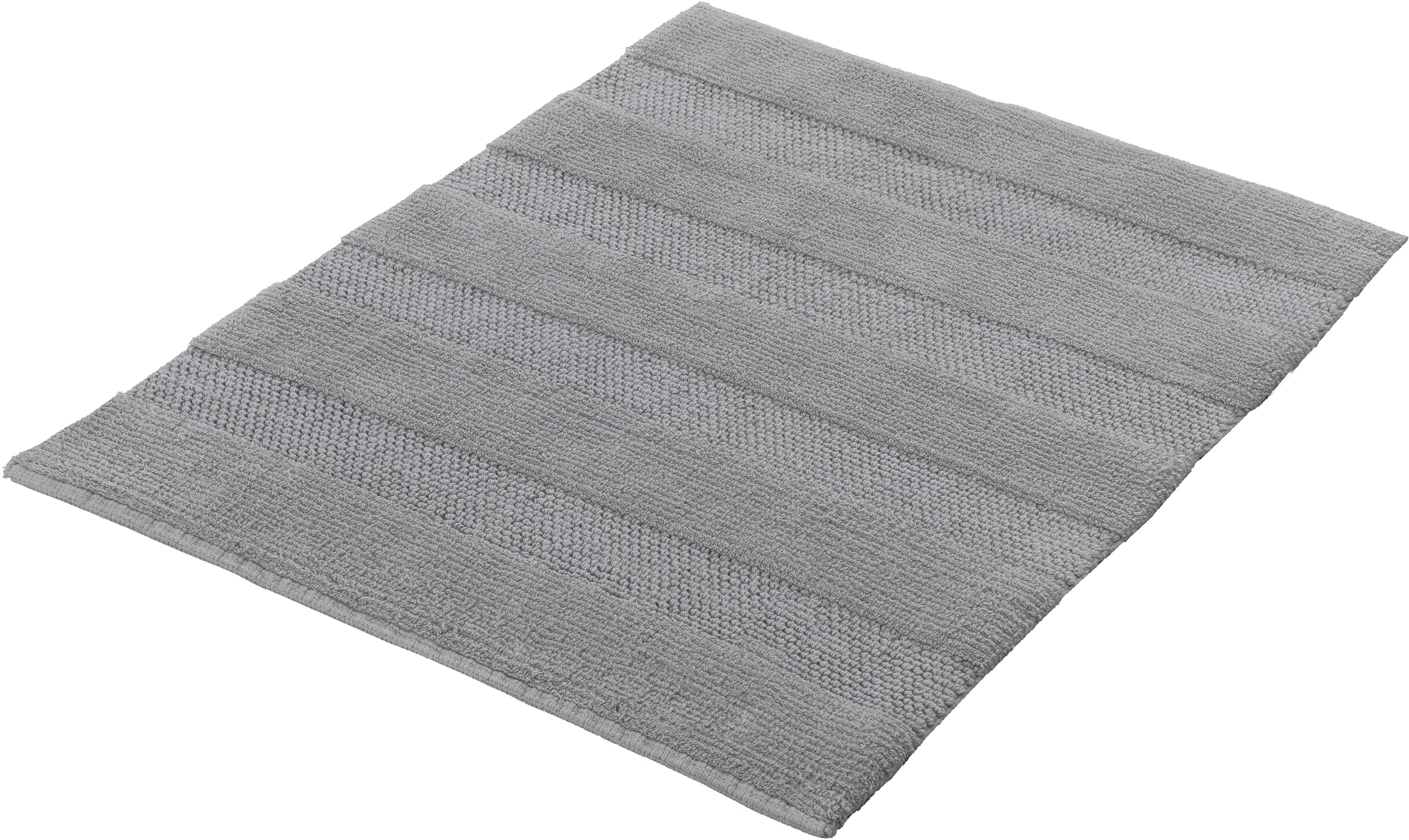 Kleine Wolke Badematte "Tikka, Badvorleger, Badezimmer Teppich" Höhe 5 mm rutschhemmend beschichtet fußbodenheizungsgeeignet Badteppich, Uni-Farben, gestreift, Hoch-Tief Effekt, reine Baumwolle