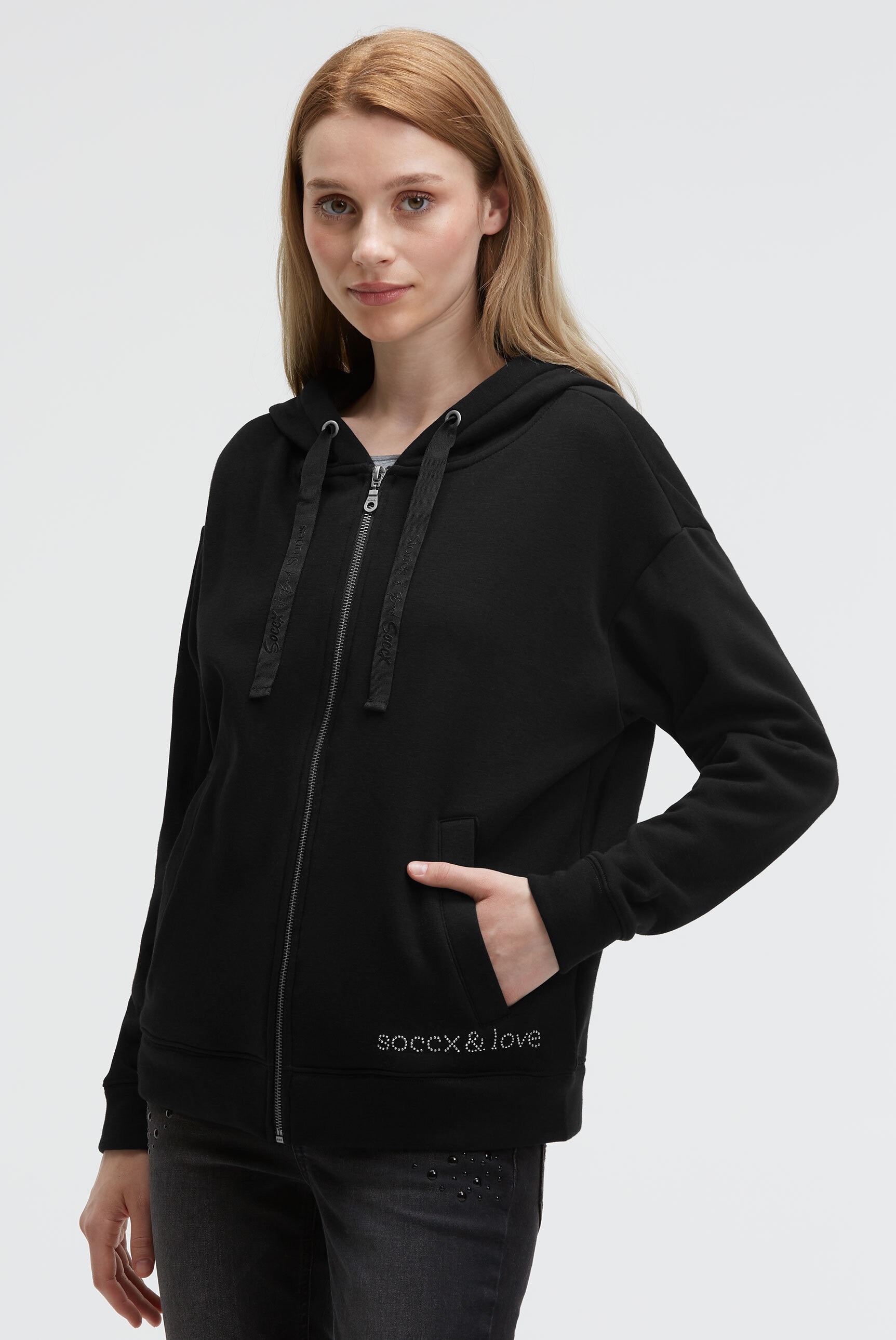 Thumbnail - SOCCX Kapuzensweatjacke mit Glitzersteinchen