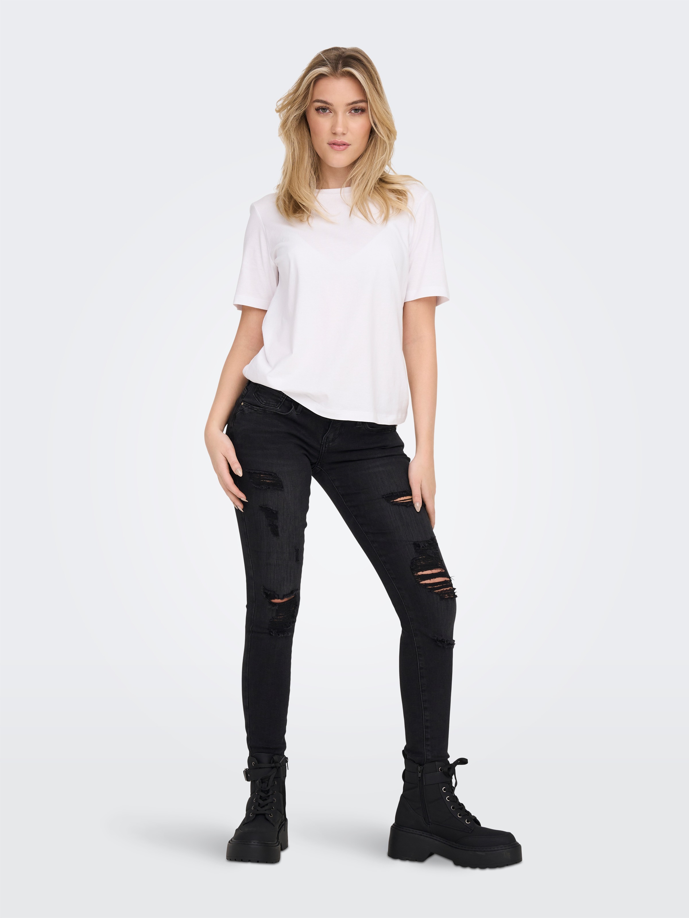 Kurzarmshirt ONLY "ONLONLY S/S TEE JRS NOOS", Damen, Gr. M, weiß, Jersey, Obermaterial: 100% Baumwolle, unifarben, regular fit normal, Rundhals, Shirts, regular fit, casual, Single Jersey, Baumwolle, Rundhals 6