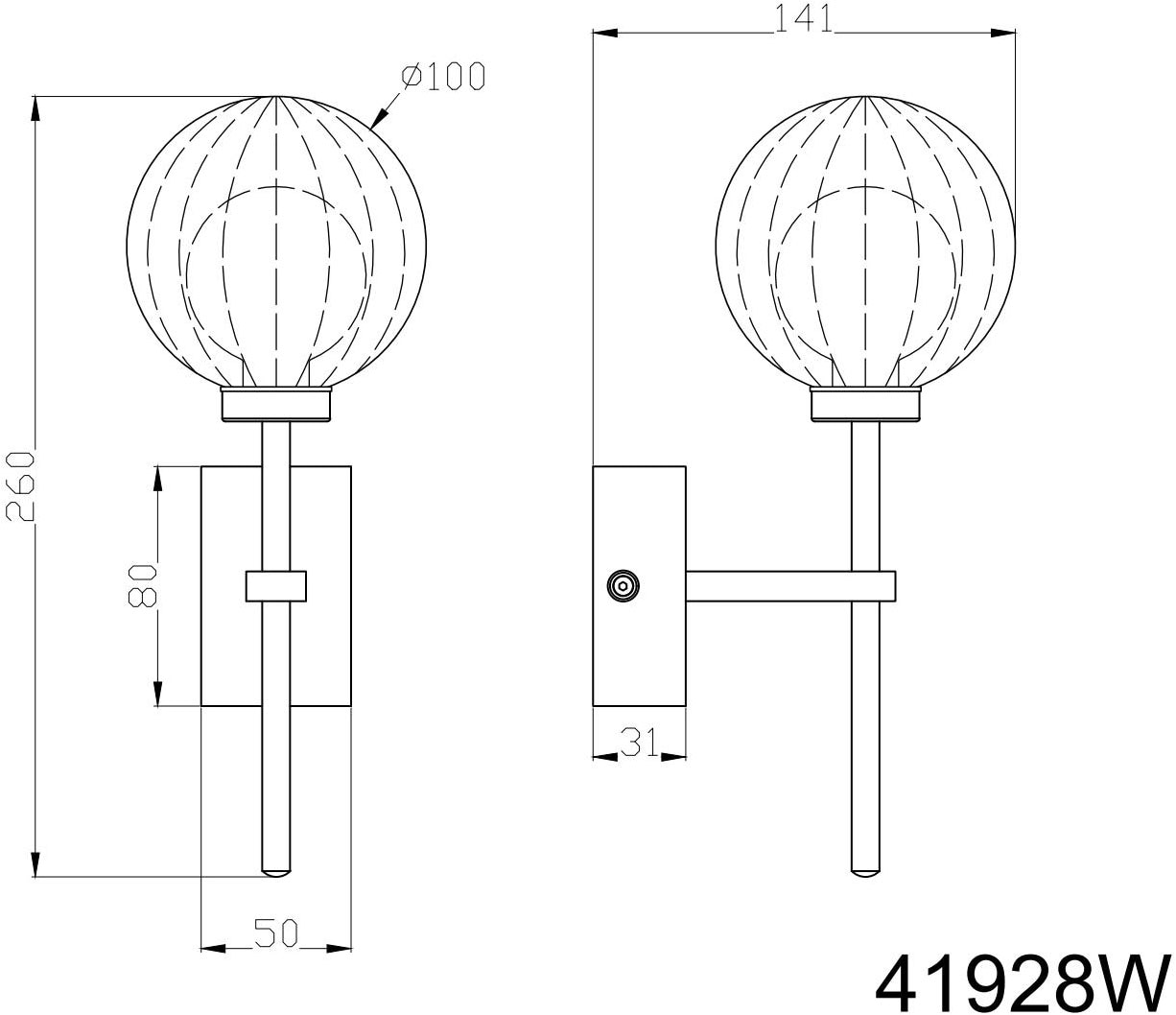GLOBO LIGHTING Wandleuchte »ANDER«, Leuchtmittel G9 | ohne Leuchtmittel, Wandlampe/Spot/Glas rauchfarben/Wohnzimmer/Flur/3000K/IP44/Kugel