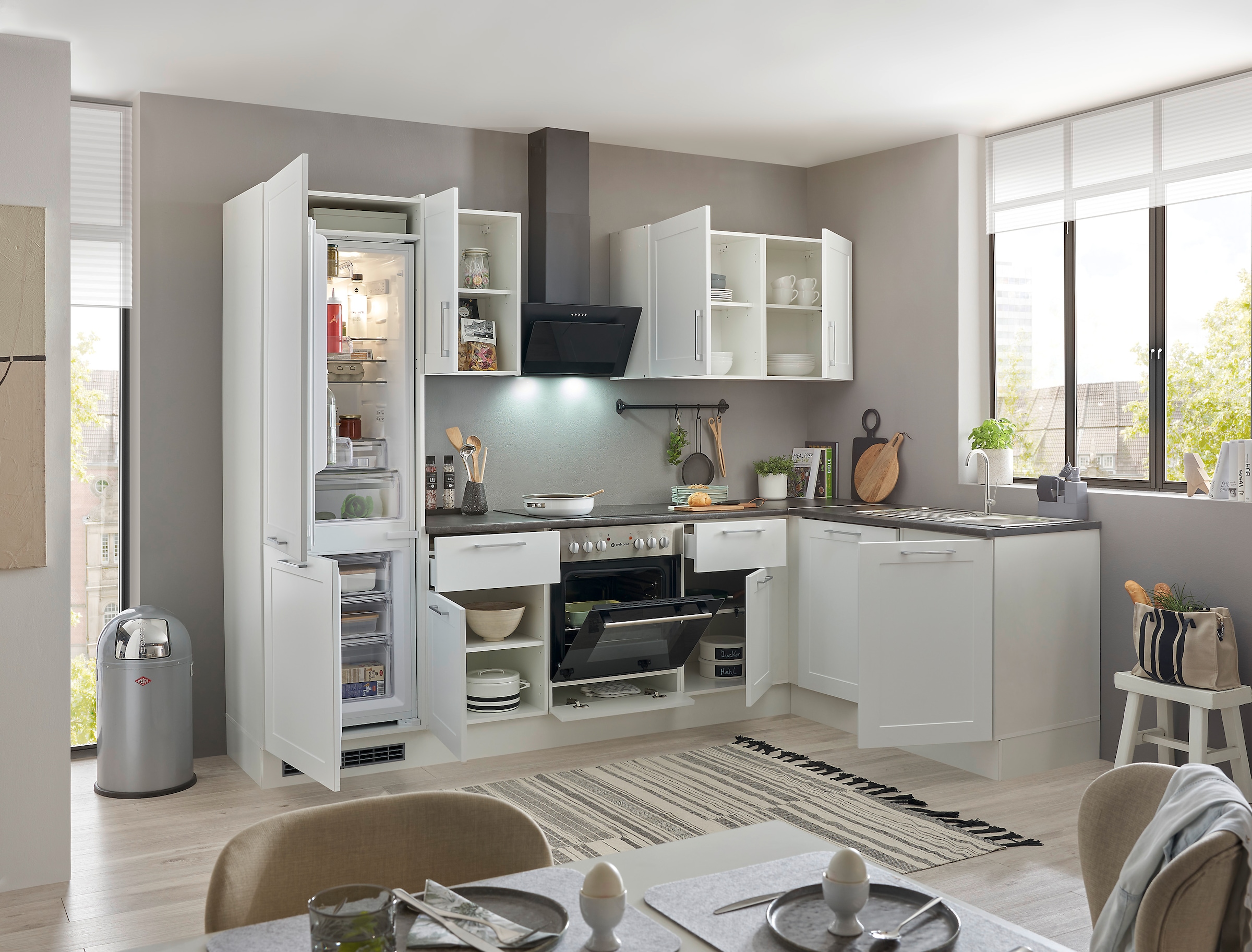 BASIC by Balculina Winkelküche »Marsi«, Stellmaße 280x175 cm, wahlweise mit E-Geräten, mit Soft-Close-Funktion