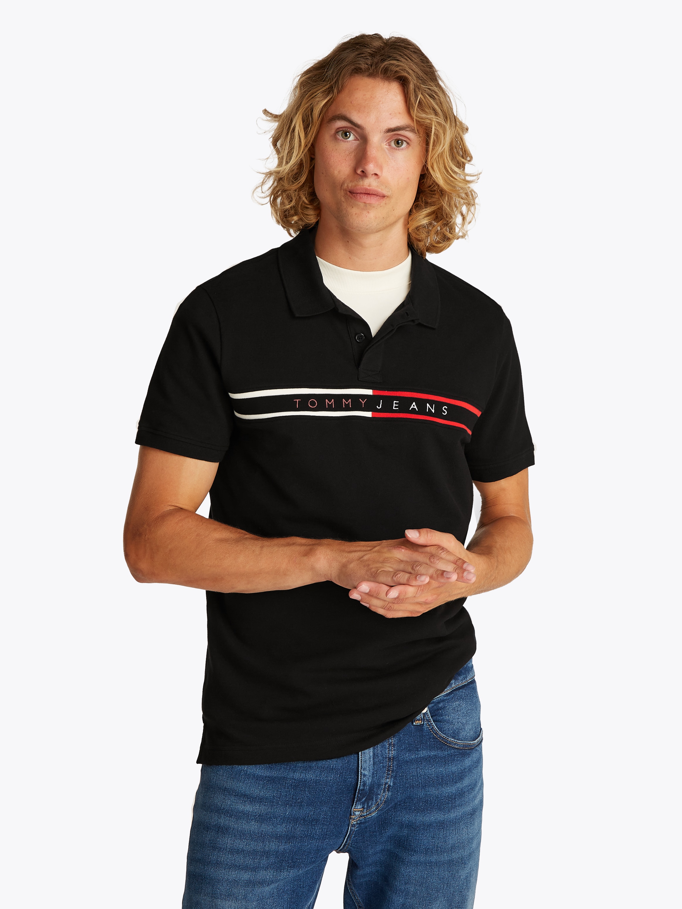 Tommy Jeans Poloshirt "TJM SLIM CHEST FLAG POLO", Mit Rundhalsausschnitt günstig online kaufen